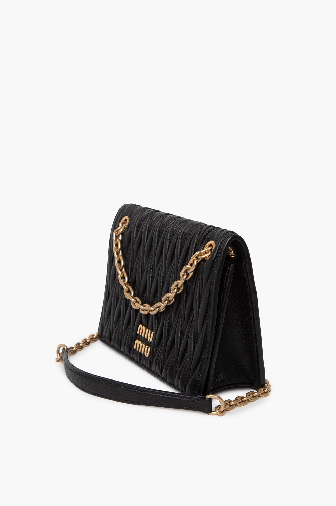 Miu Miu Black Small Matelasse Leather Bag