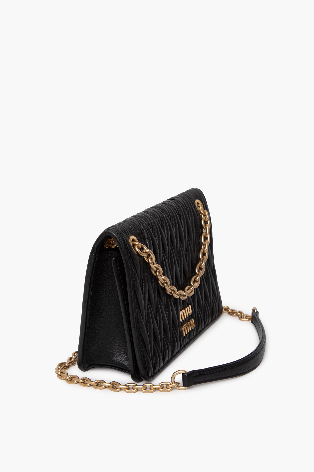 Miu Miu Black Small Matelasse Leather Bag