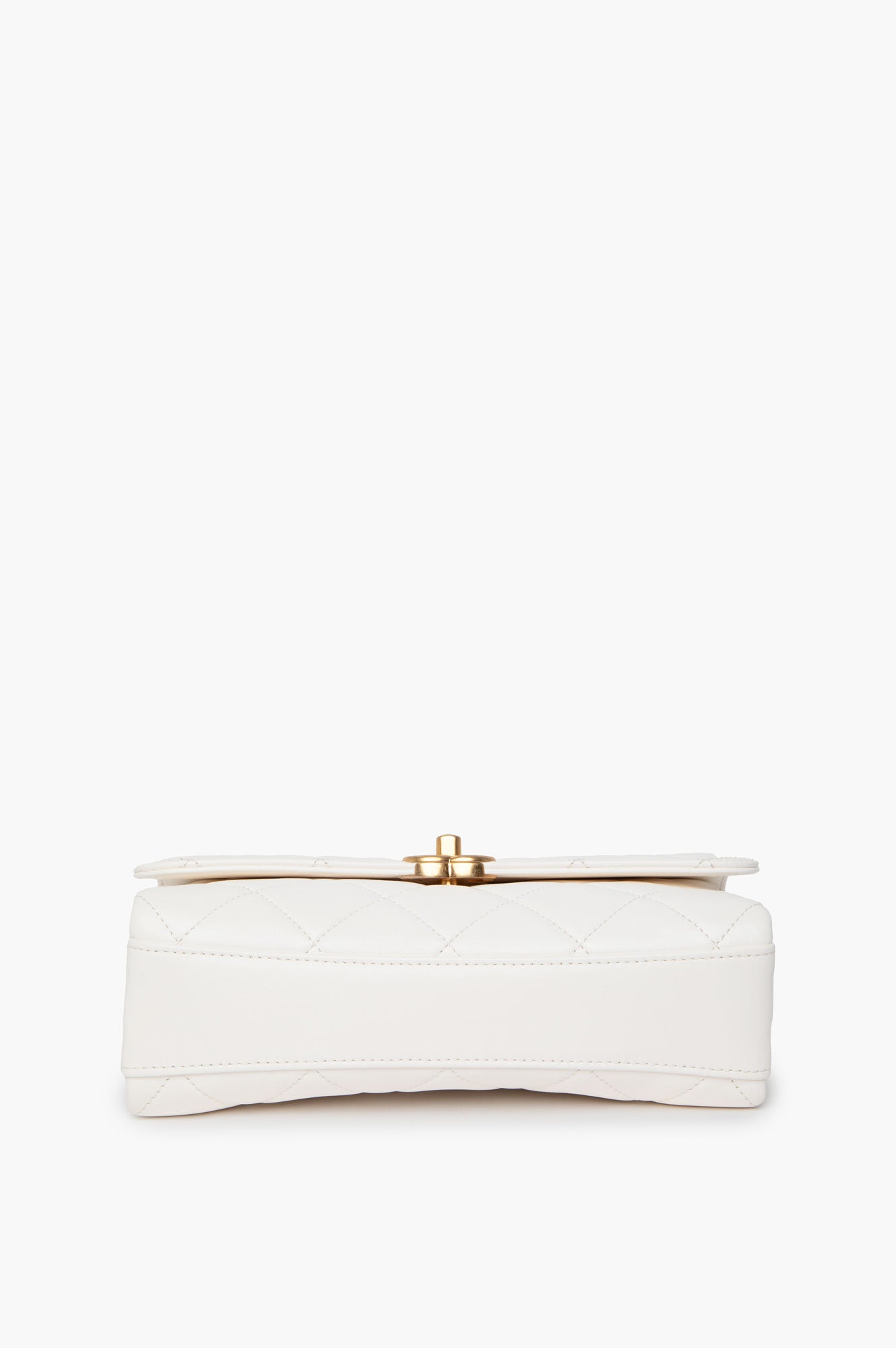 Chanel White Crystal Logo Gold Chain Flap Bag
