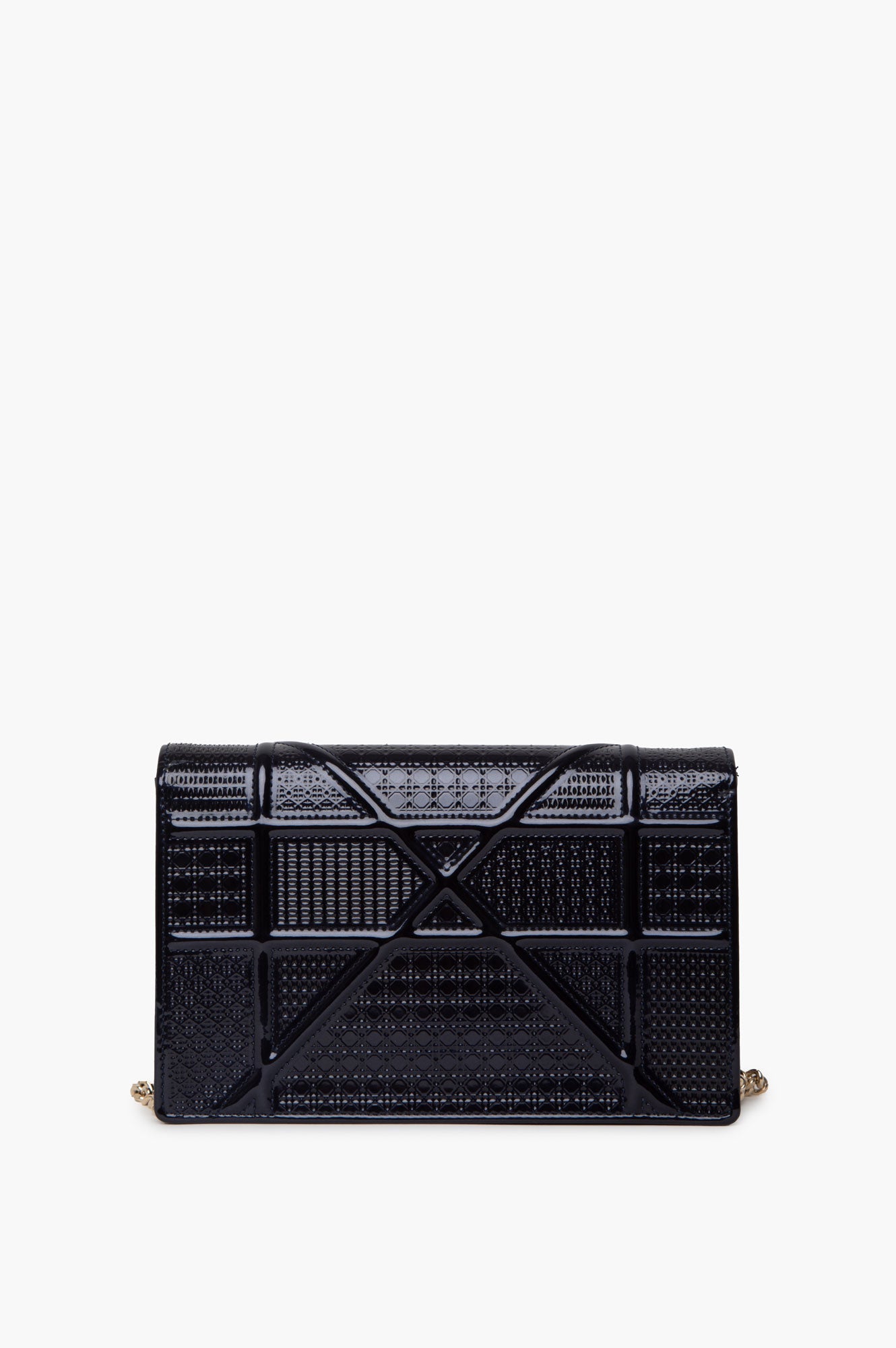 Christian Dior Blue Patent Diorama Wallet on Chain