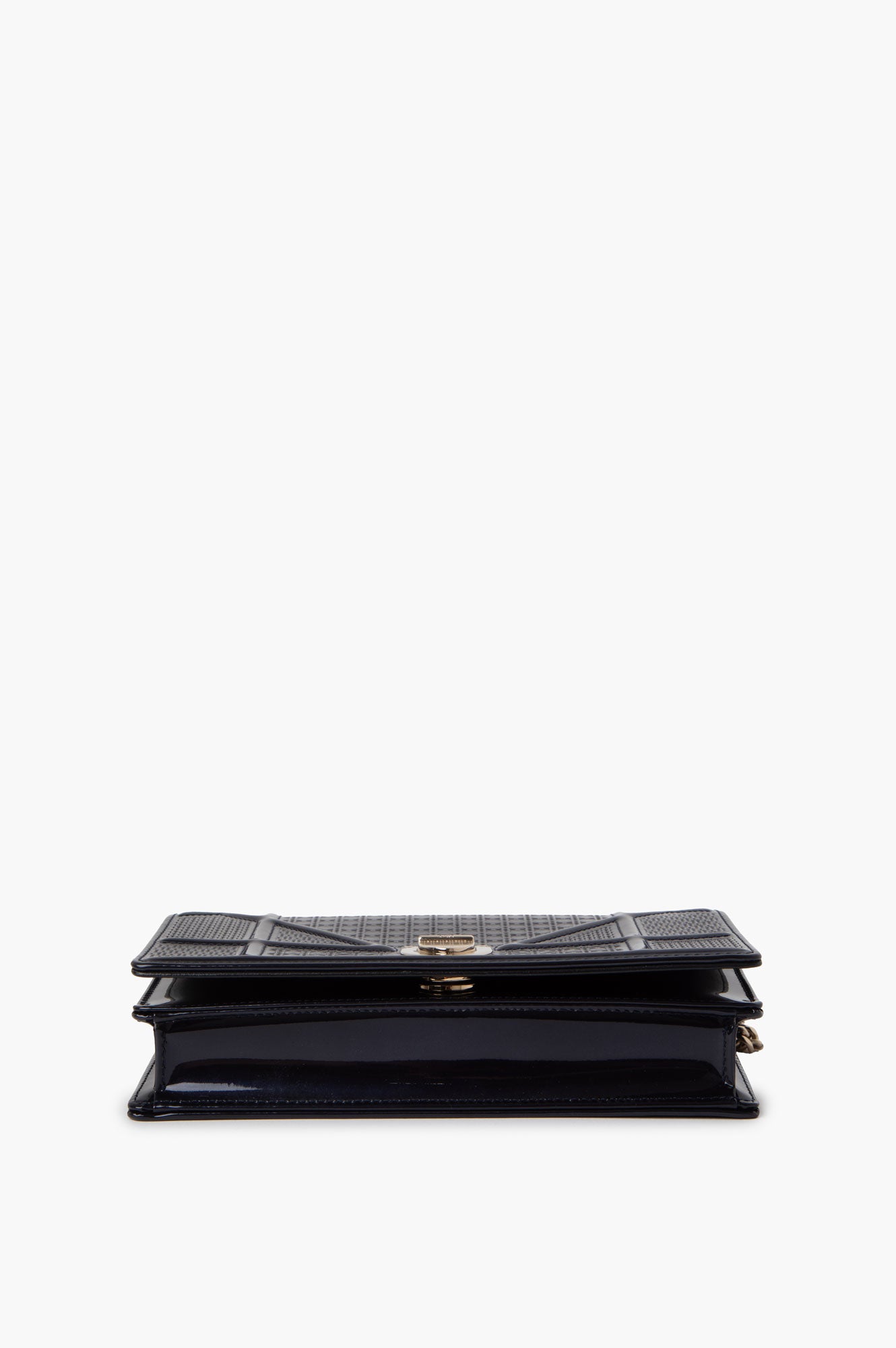 Christian Dior Blue Patent Diorama Wallet on Chain