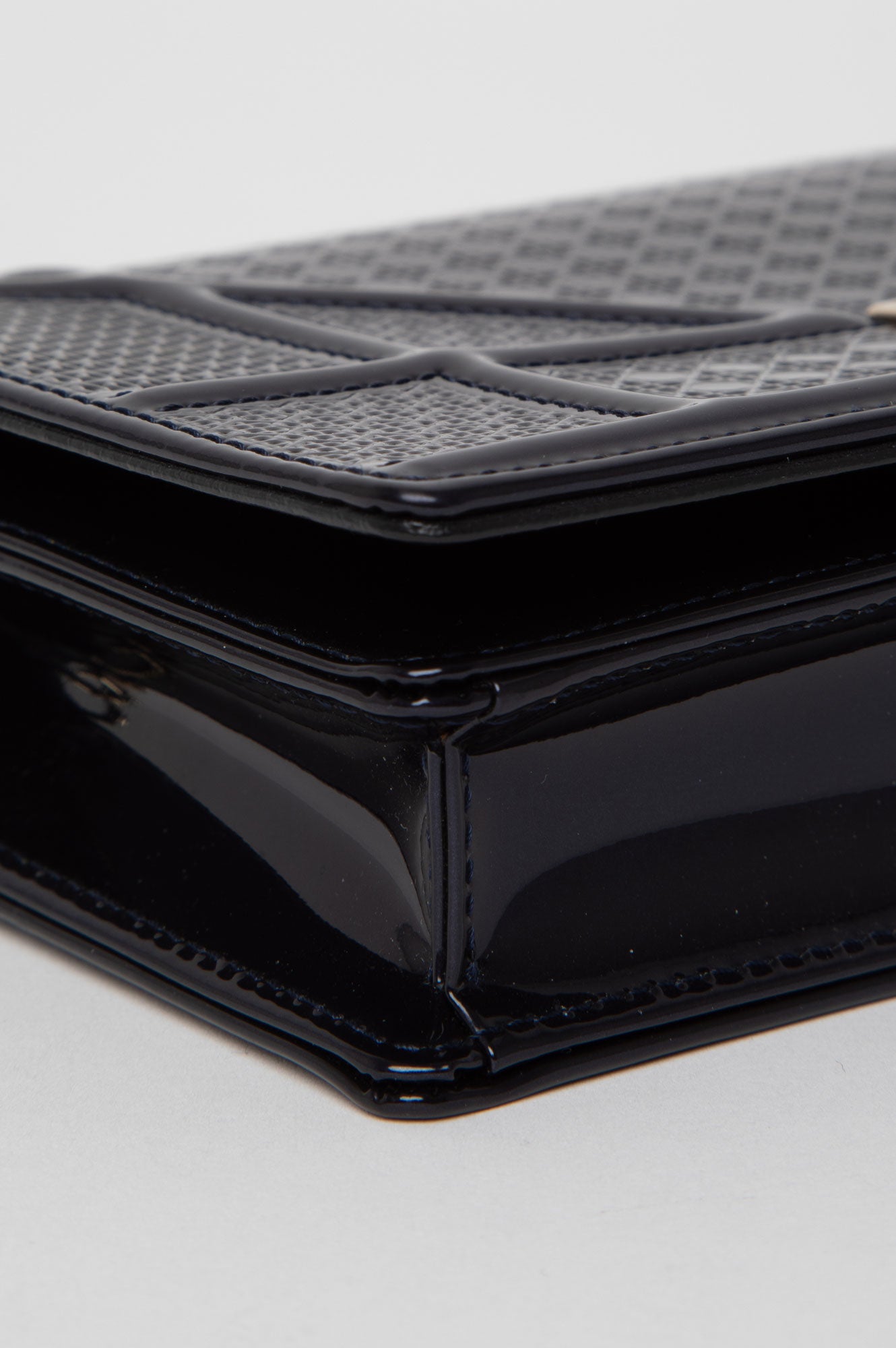 Christian Dior Blue Patent Diorama Wallet on Chain