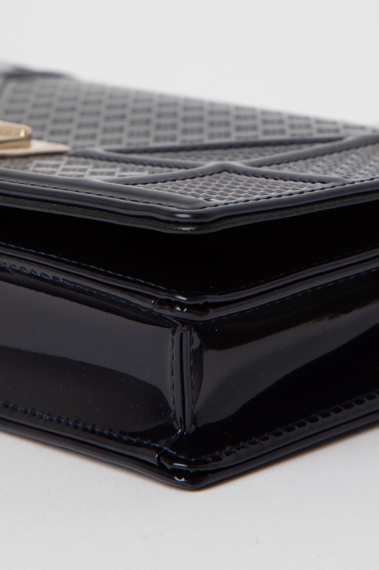 Christian Dior Blue Patent Diorama Wallet on Chain