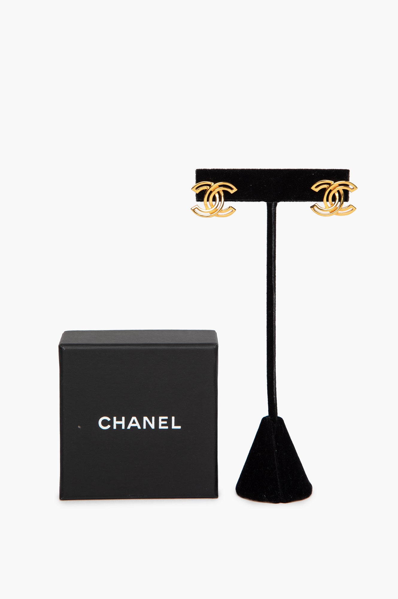 Chanel Gold Tone CC Earrings