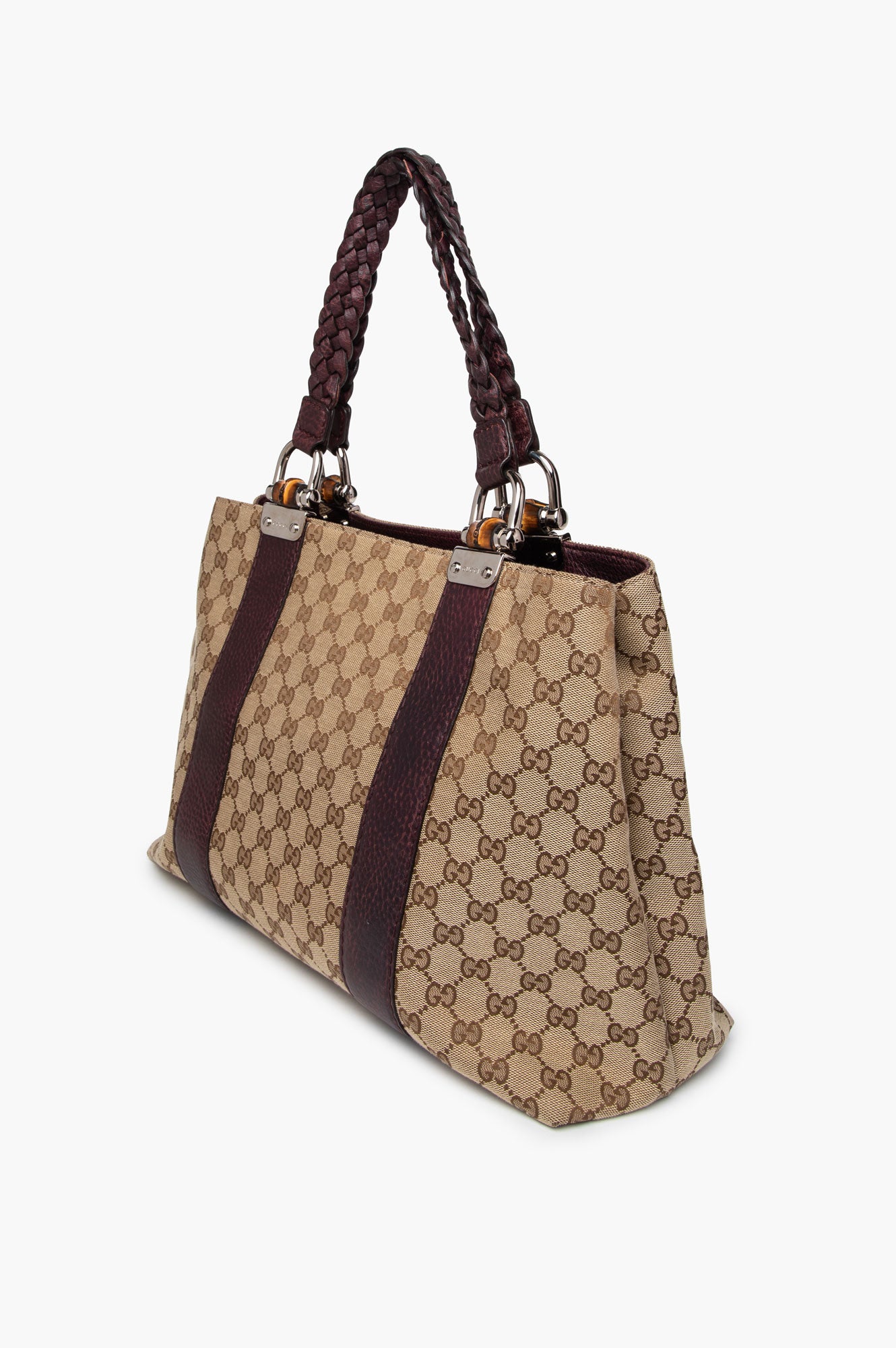 Gucci GG Canvas Medium Bamboo Tote Bag