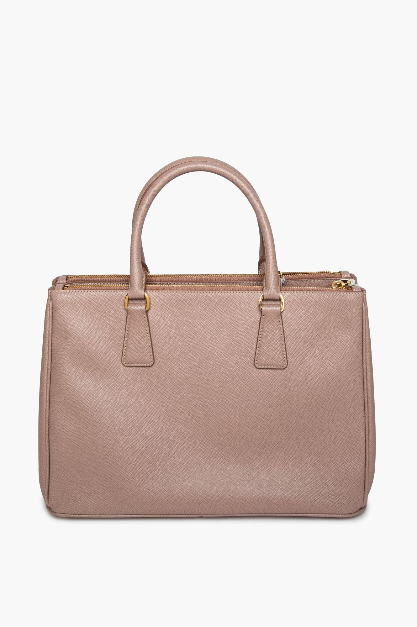 Prada Rose Beige Saffiano Lux Galleria Double Zip Tote With Strap