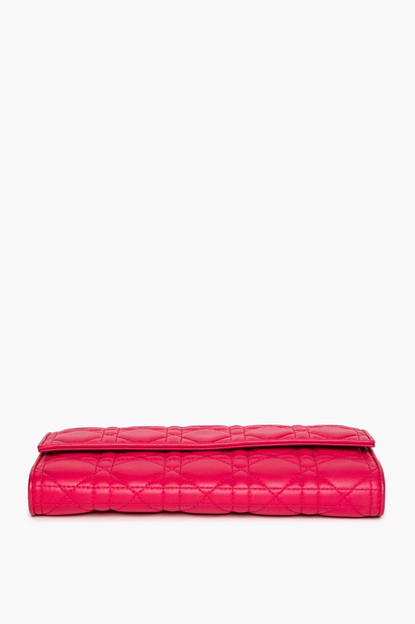 Christian Dior Pink Cannage Lambskin Lady Dior Wallet on Chain