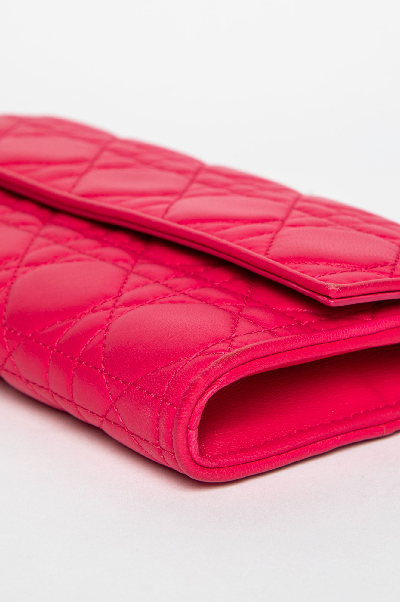 Christian Dior Pink Cannage Lambskin Lady Dior Wallet on Chain