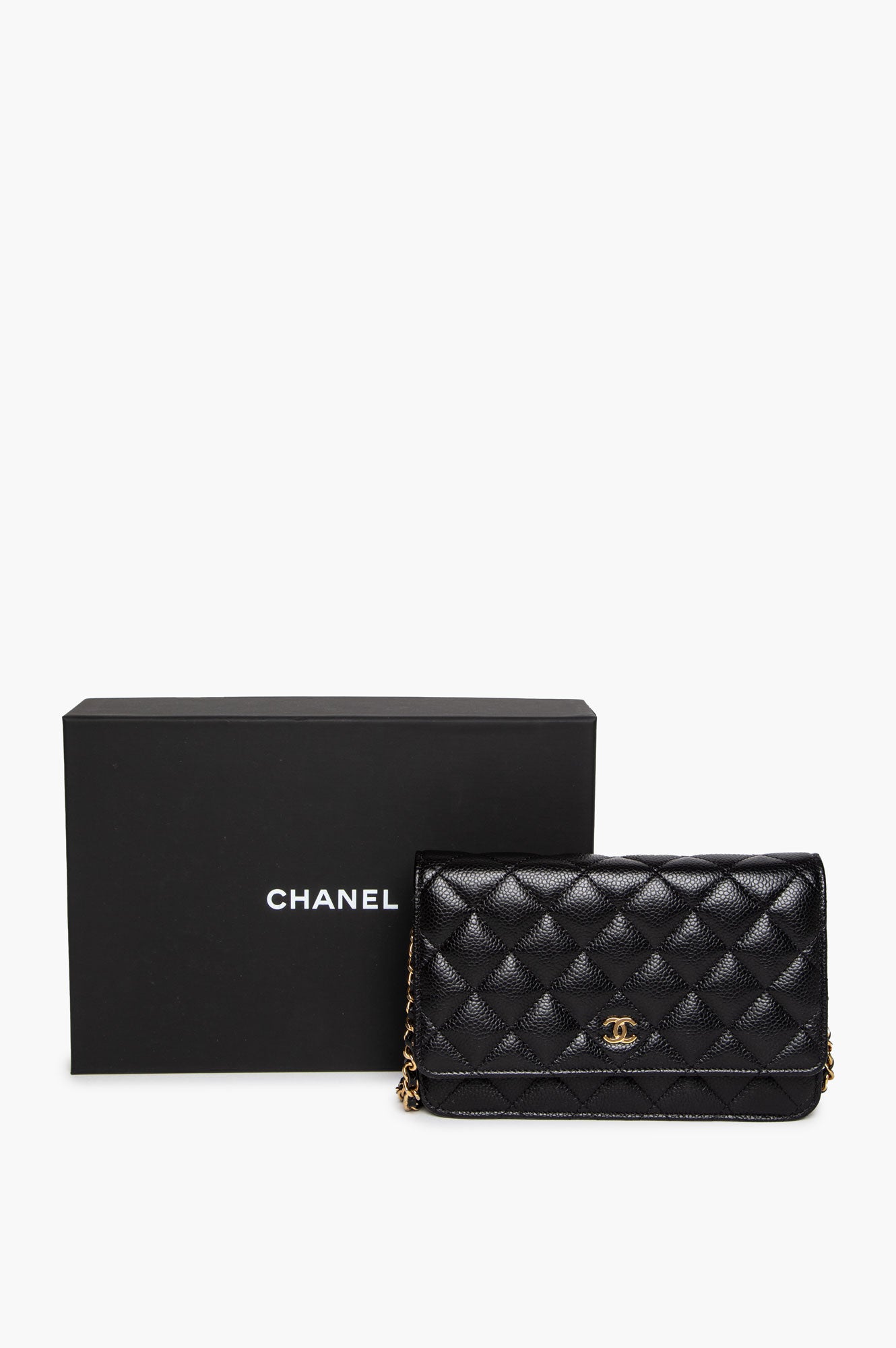 Chanel Black Caviar Wallet On Chain 2022