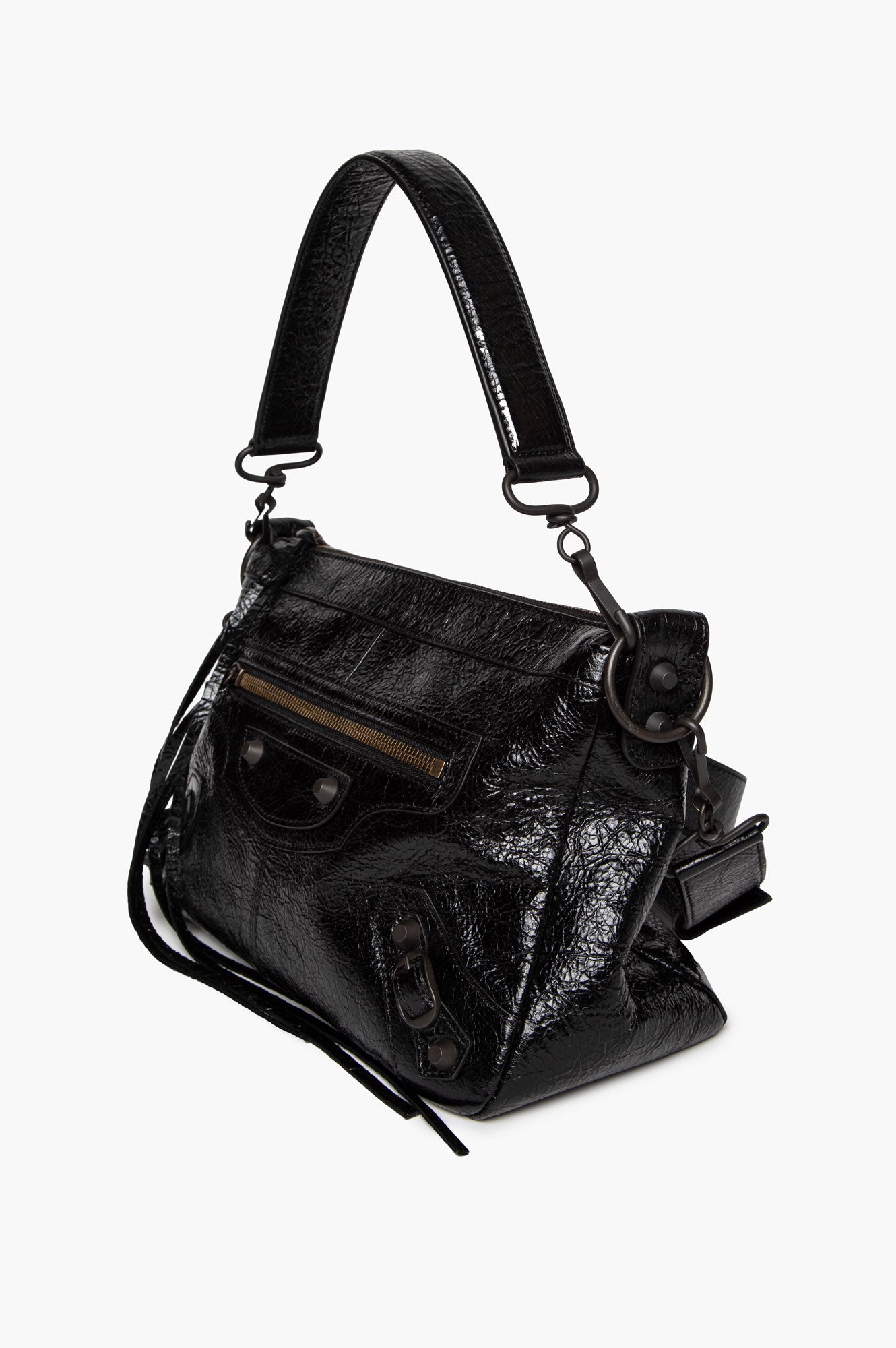 Balenciaga Black Arena Lambskin Antique Brass Hardware Le City Bag