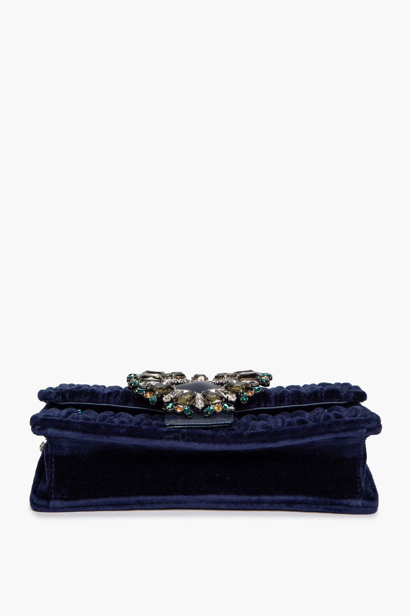 Miu Miu Blue Matelassé Velvet Jewel Crossbody Bag