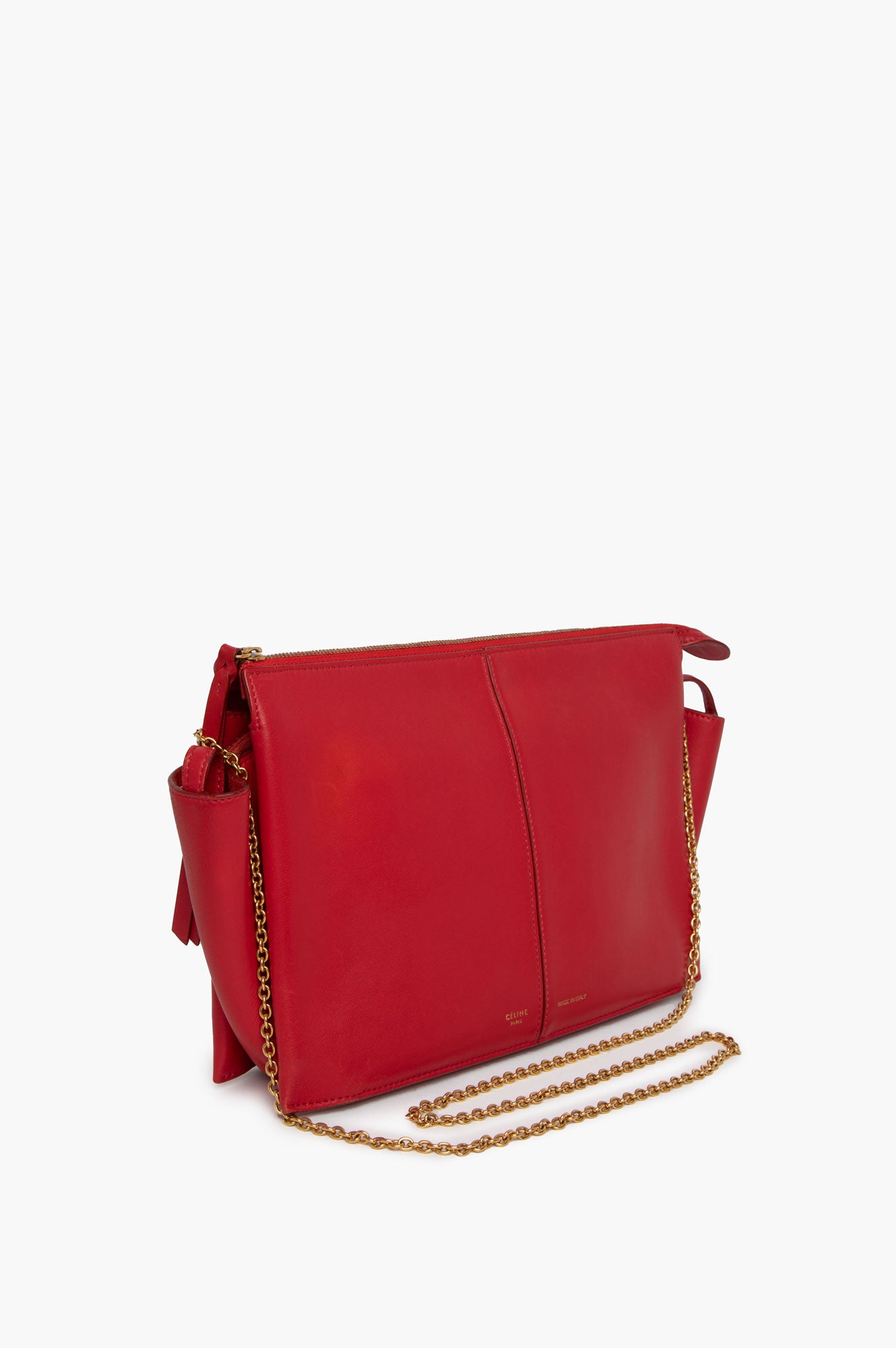 Celine Red Trifold Bag On Chain