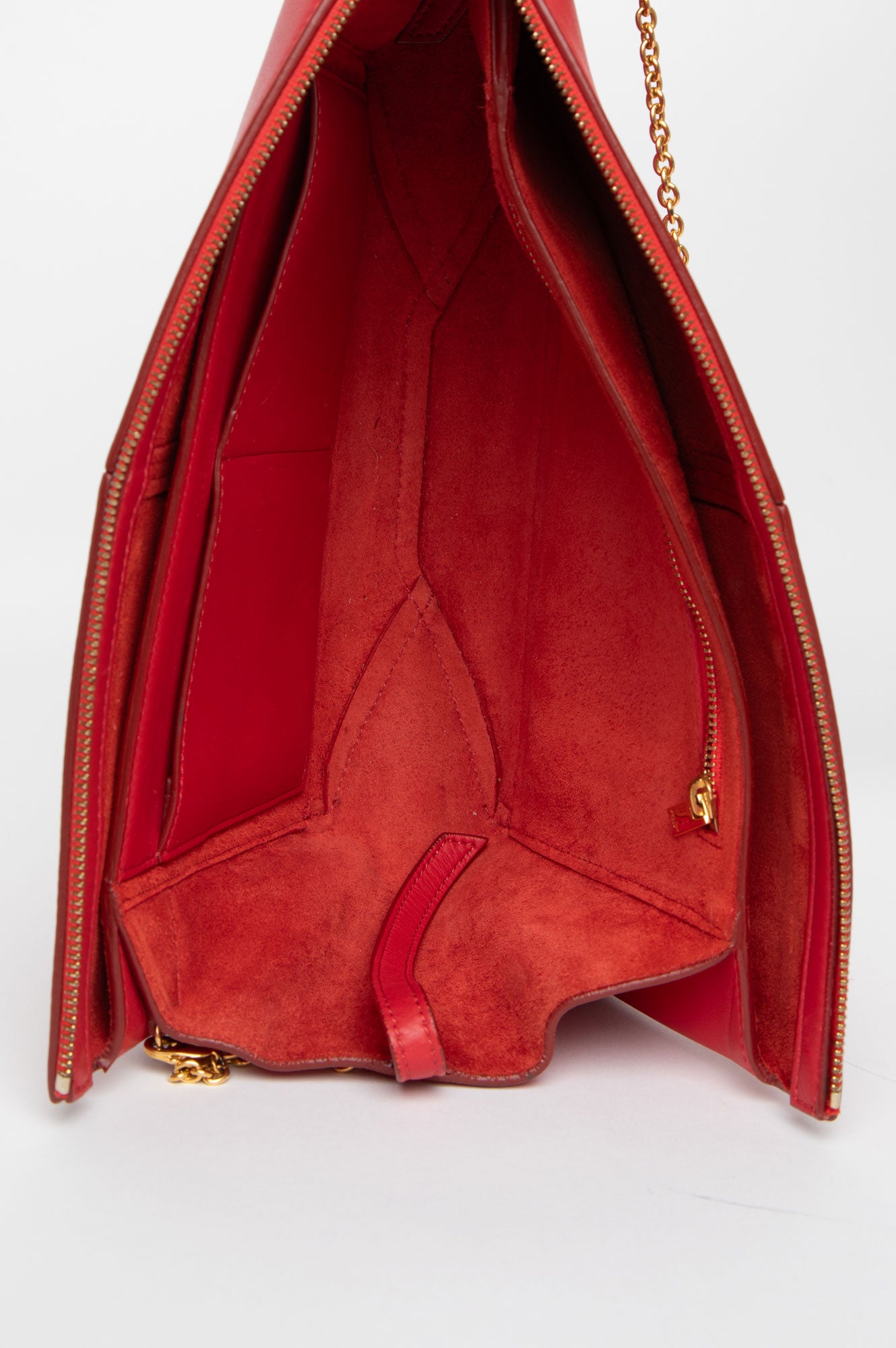 Celine Red Trifold Bag On Chain