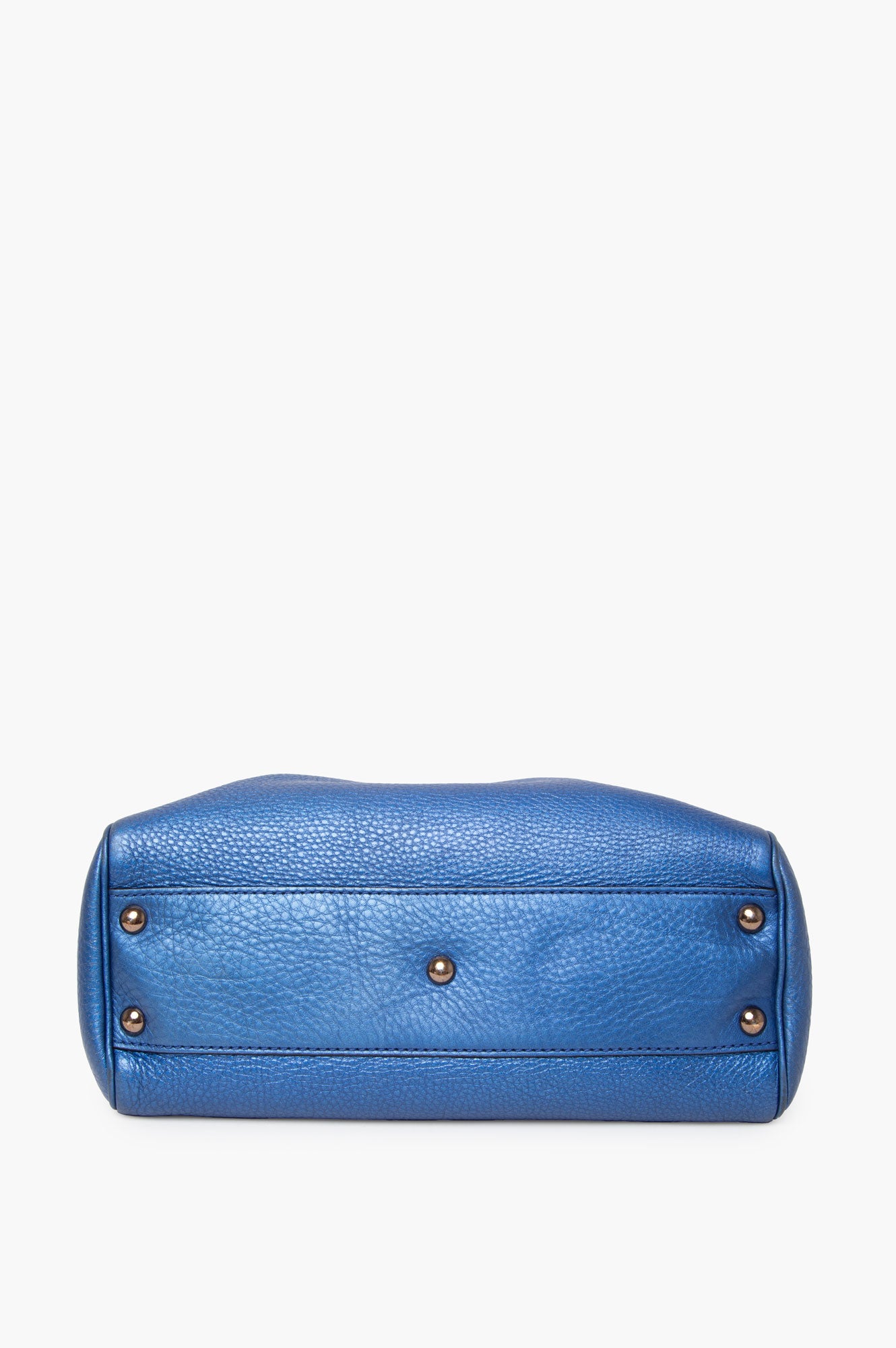 Gucci Metallic Blue Bag Medium Shopper Tote With Strap
