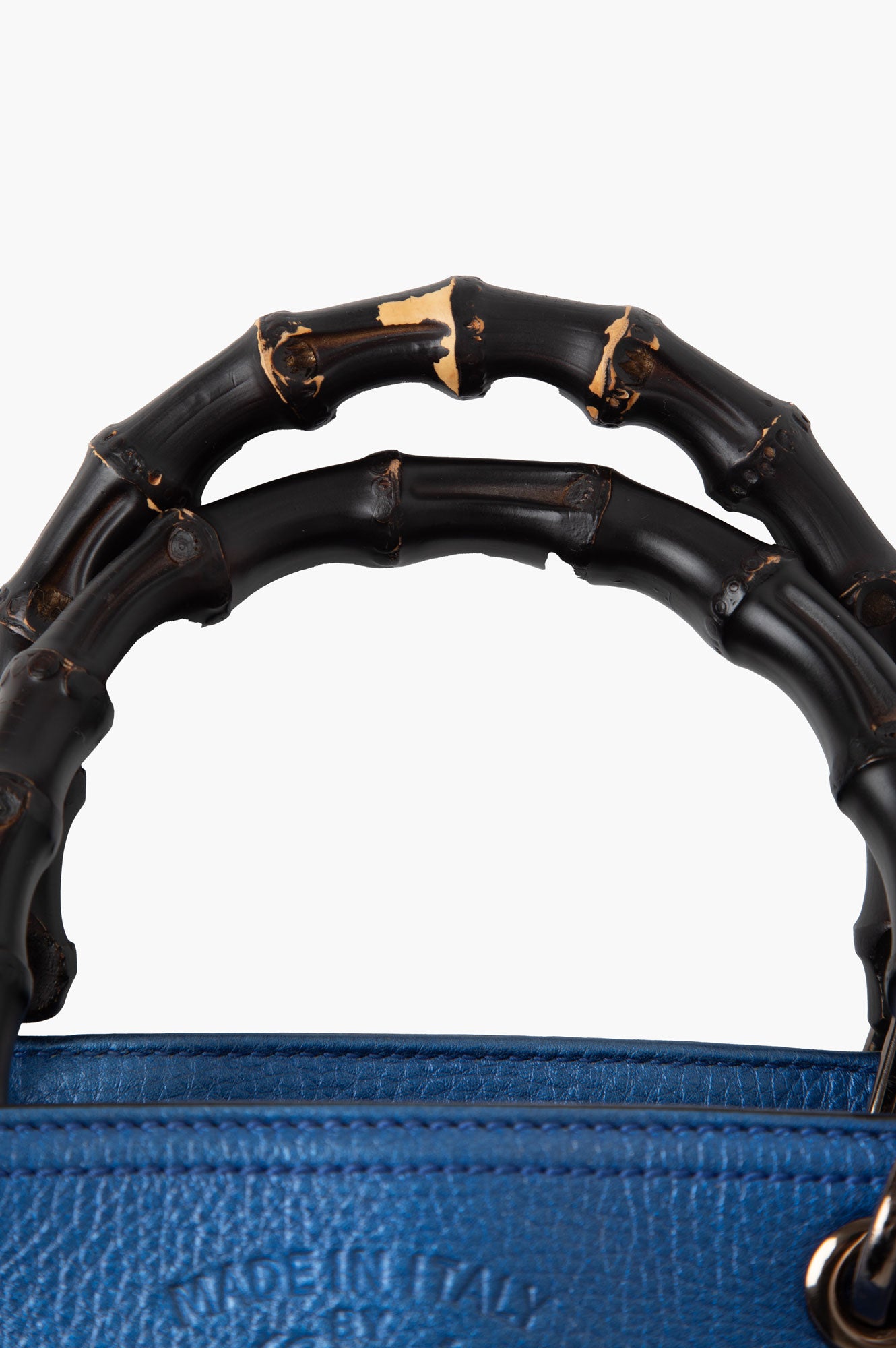 Gucci Metallic Blue Bag Medium Shopper Tote With Strap