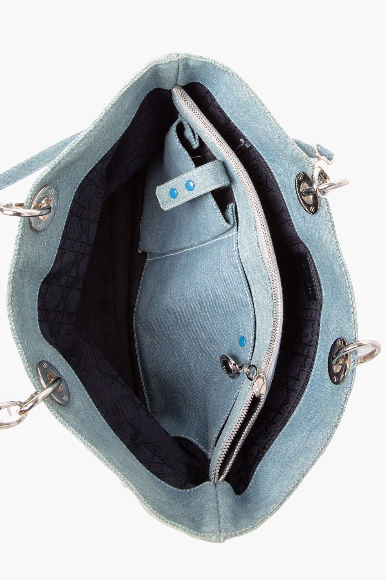 Christian Dior Denim Cannage Large Lady Dior Tote Blue