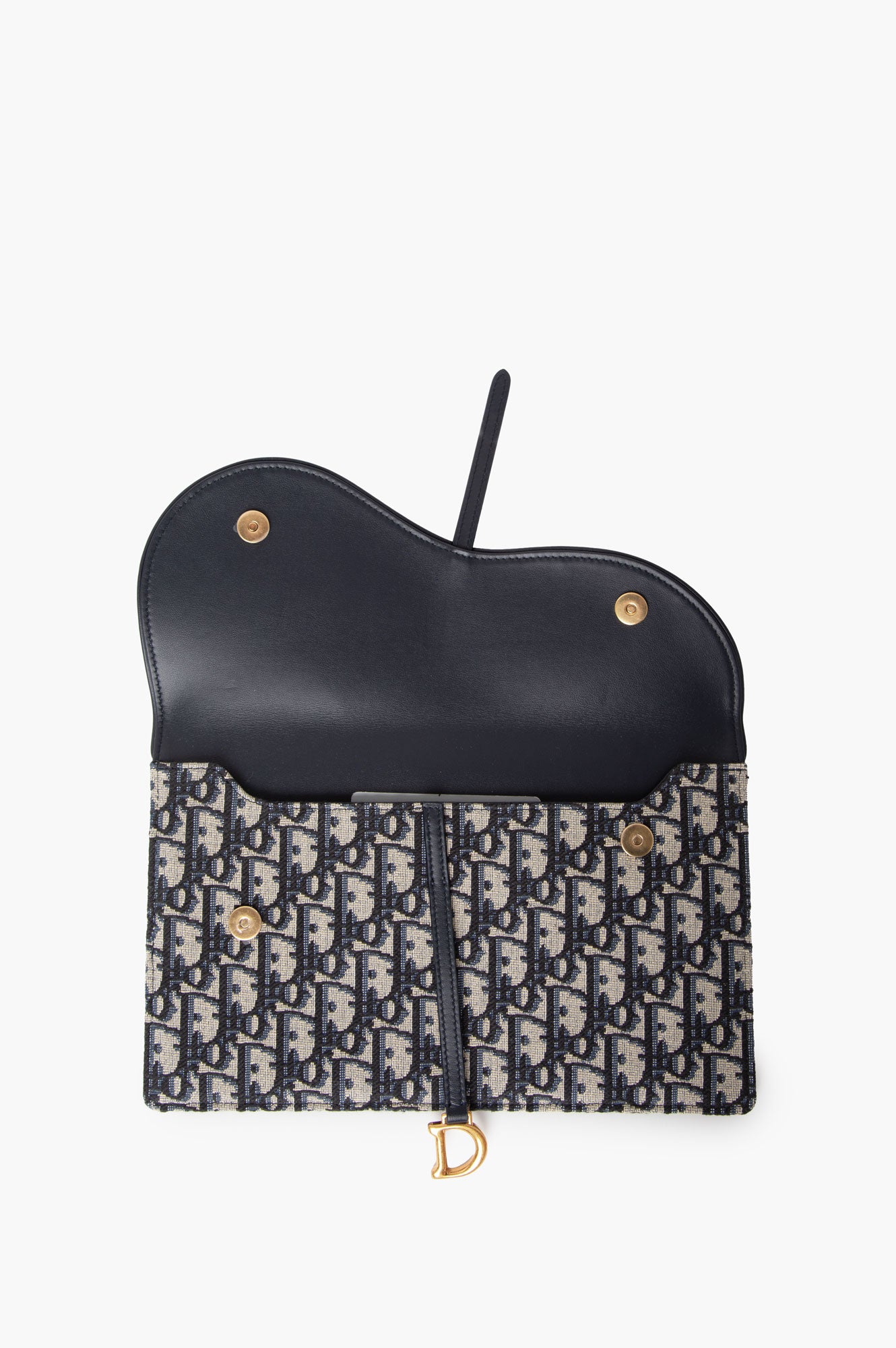 Christian Dior Navy Saddle Monogram Pouch