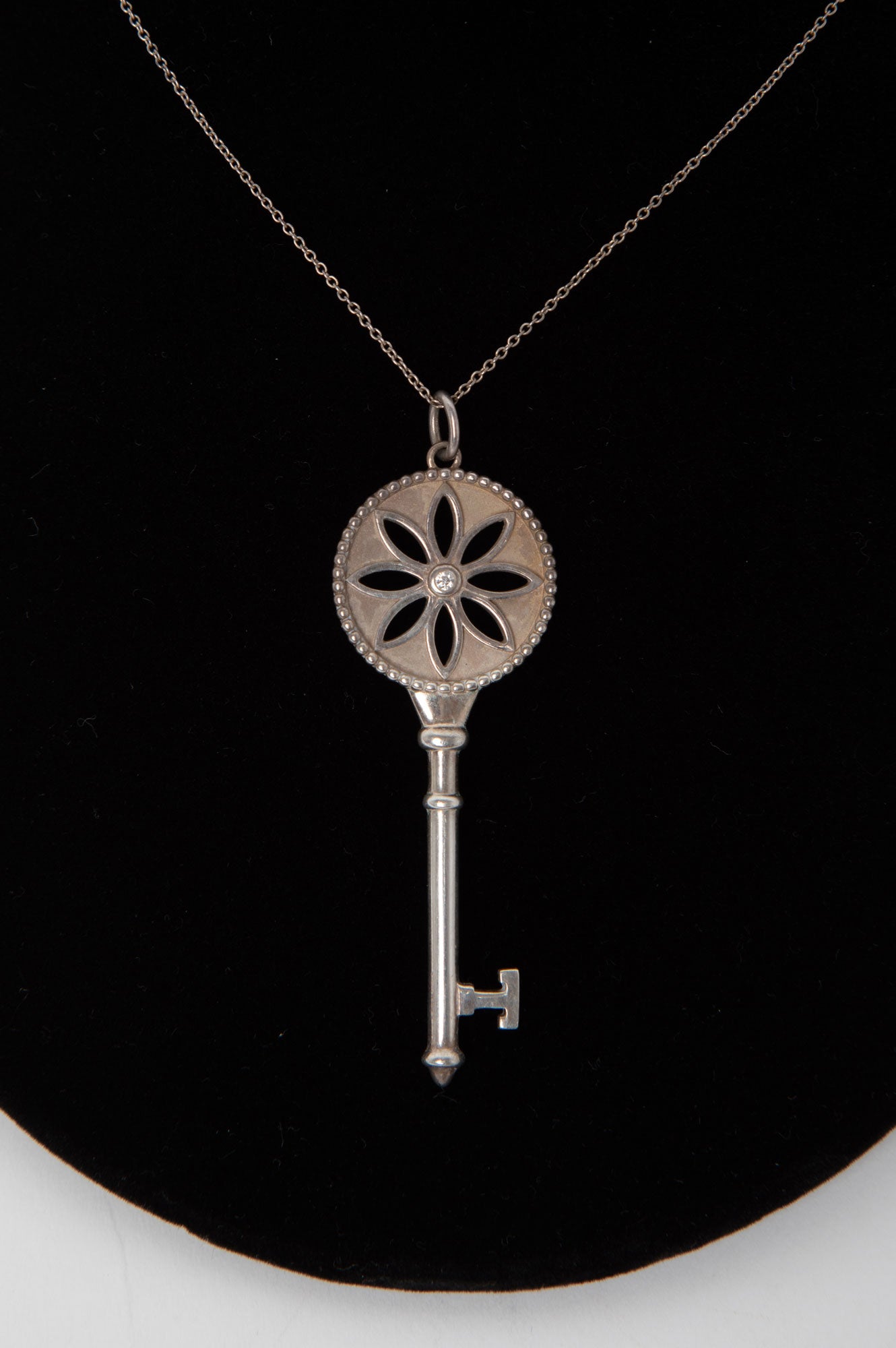 Tiffany Silver Diamond Daisy Key Pendant