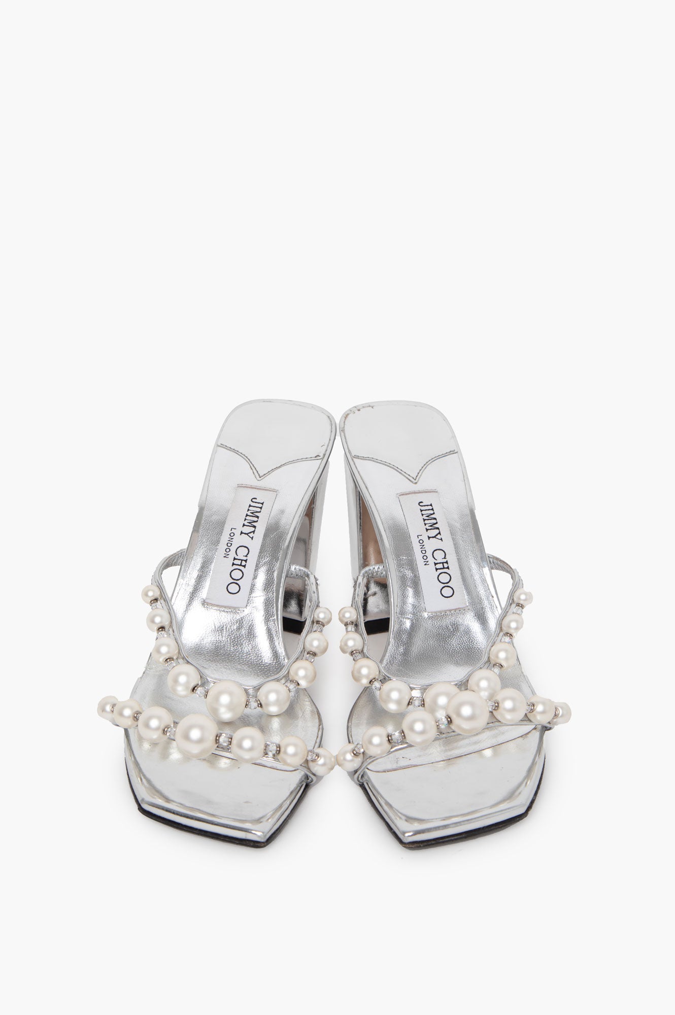 Jimmy Choo Silver Pumps With Pearls Size 36.5