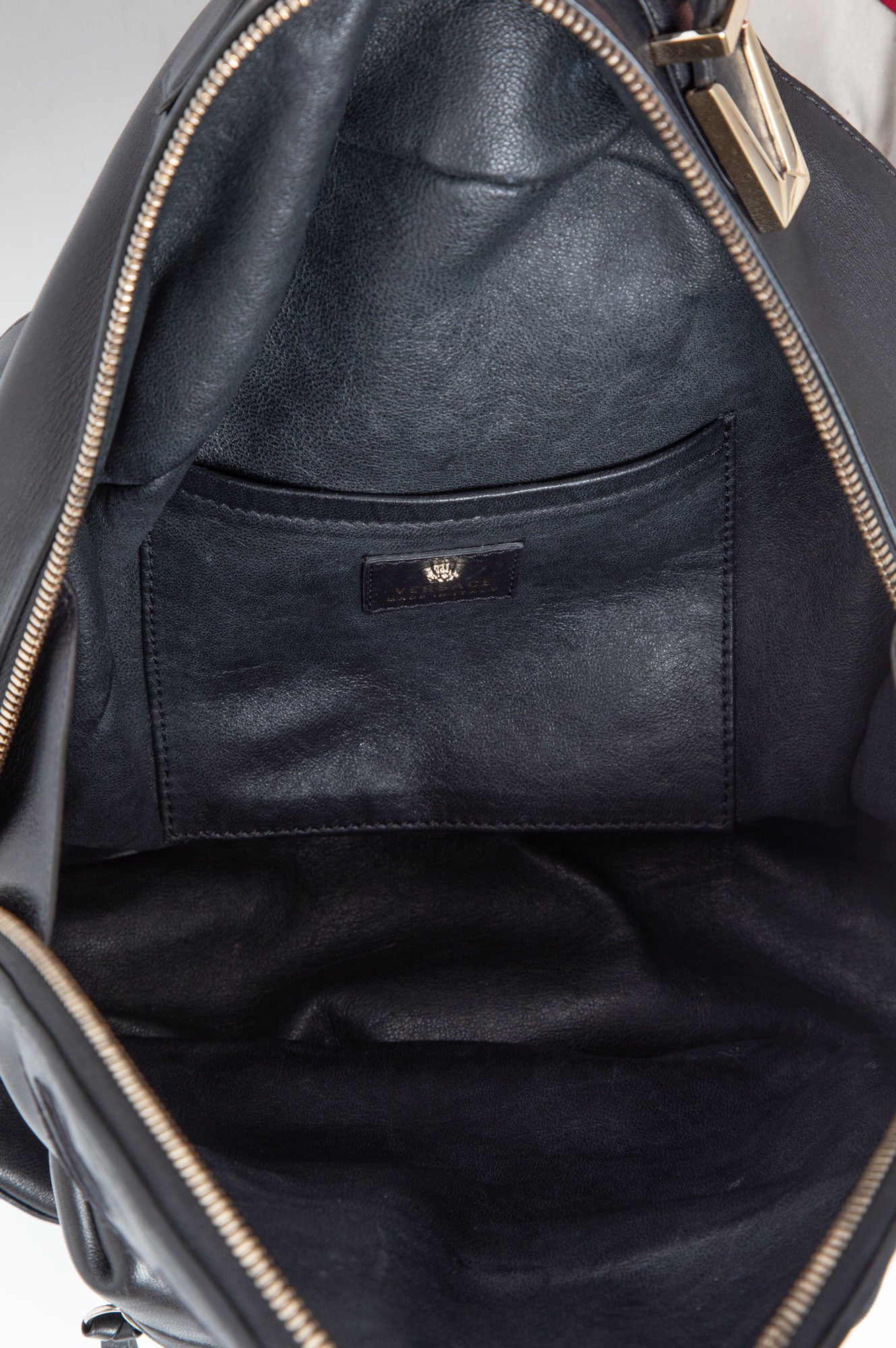Versace Black Leather Medusa Backpack