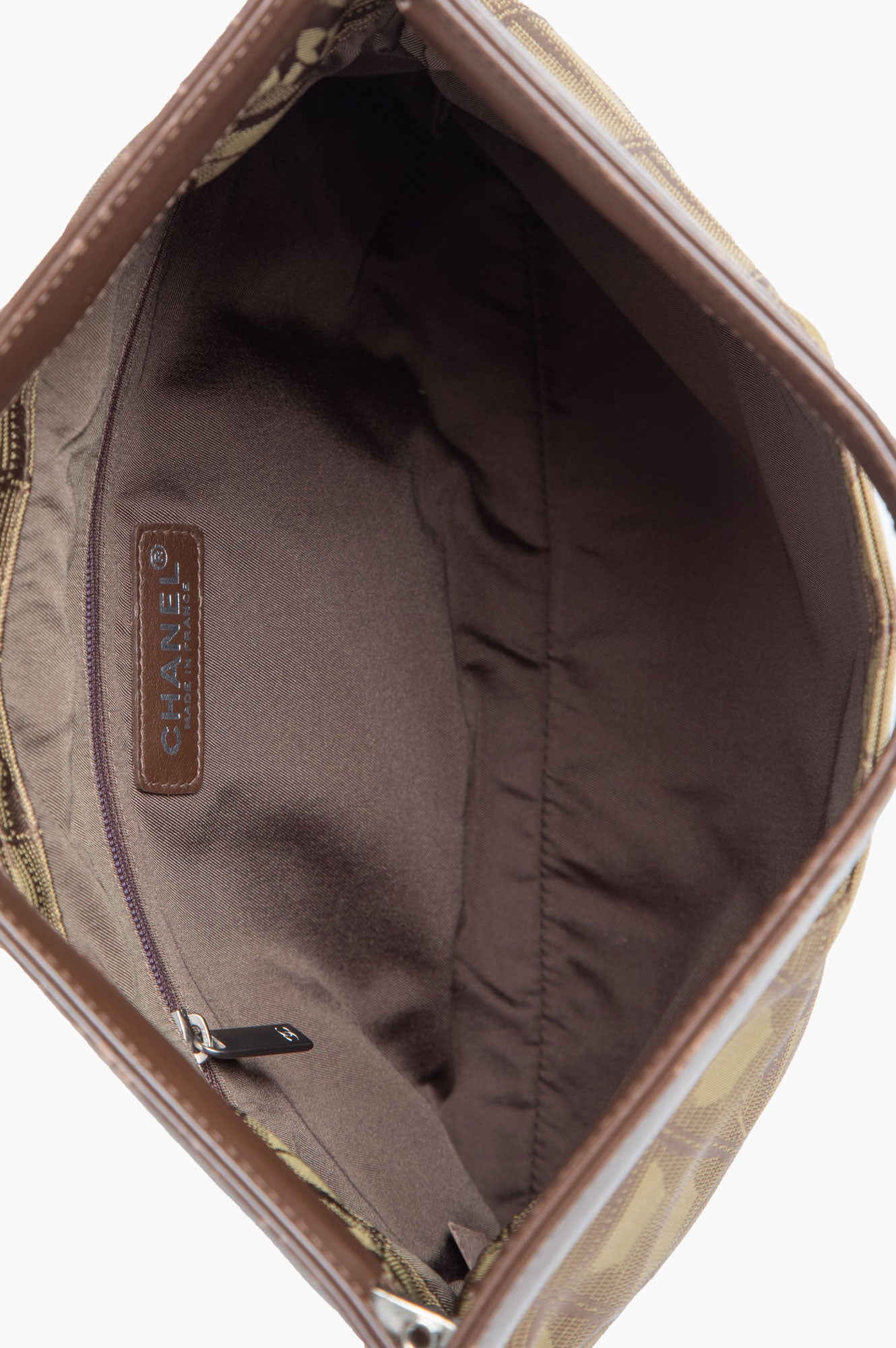 Chanel Brown Jacquard Nylon Travel Line Flat Tote Bag