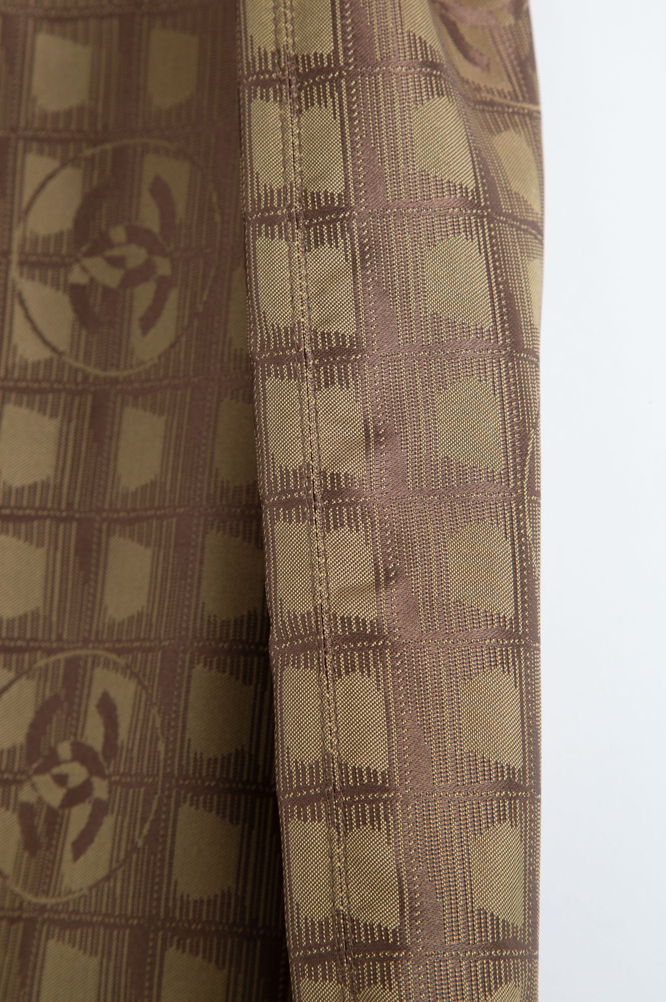 Chanel Brown Jacquard Nylon Travel Line Flat Tote Bag