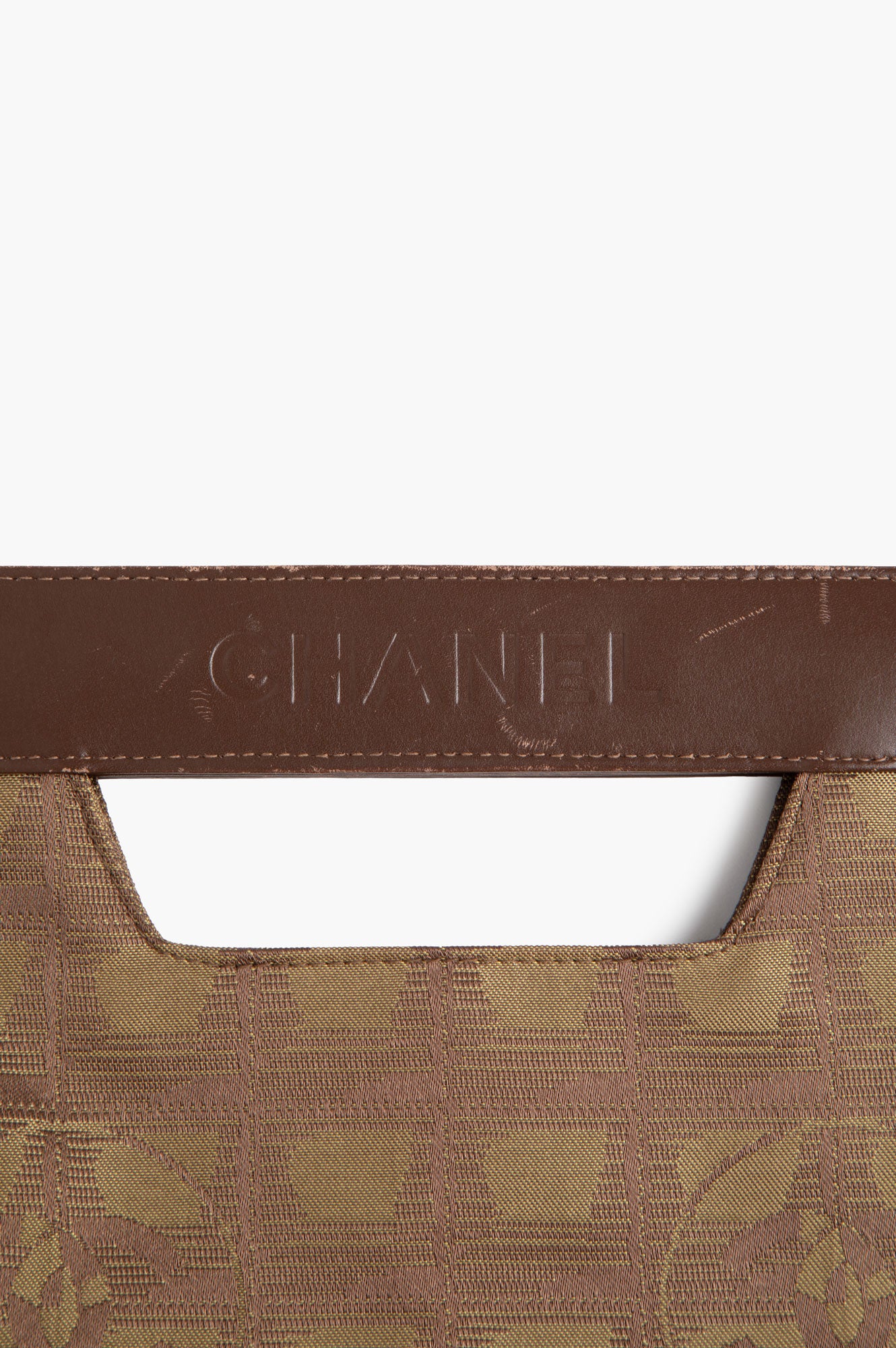 Chanel Brown Jacquard Nylon Travel Line Flat Tote Bag