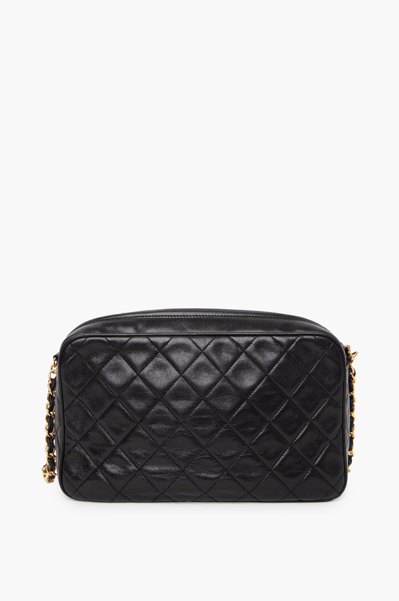 Chanel Vintage Black Quilted Lambskin Small Camera Bag