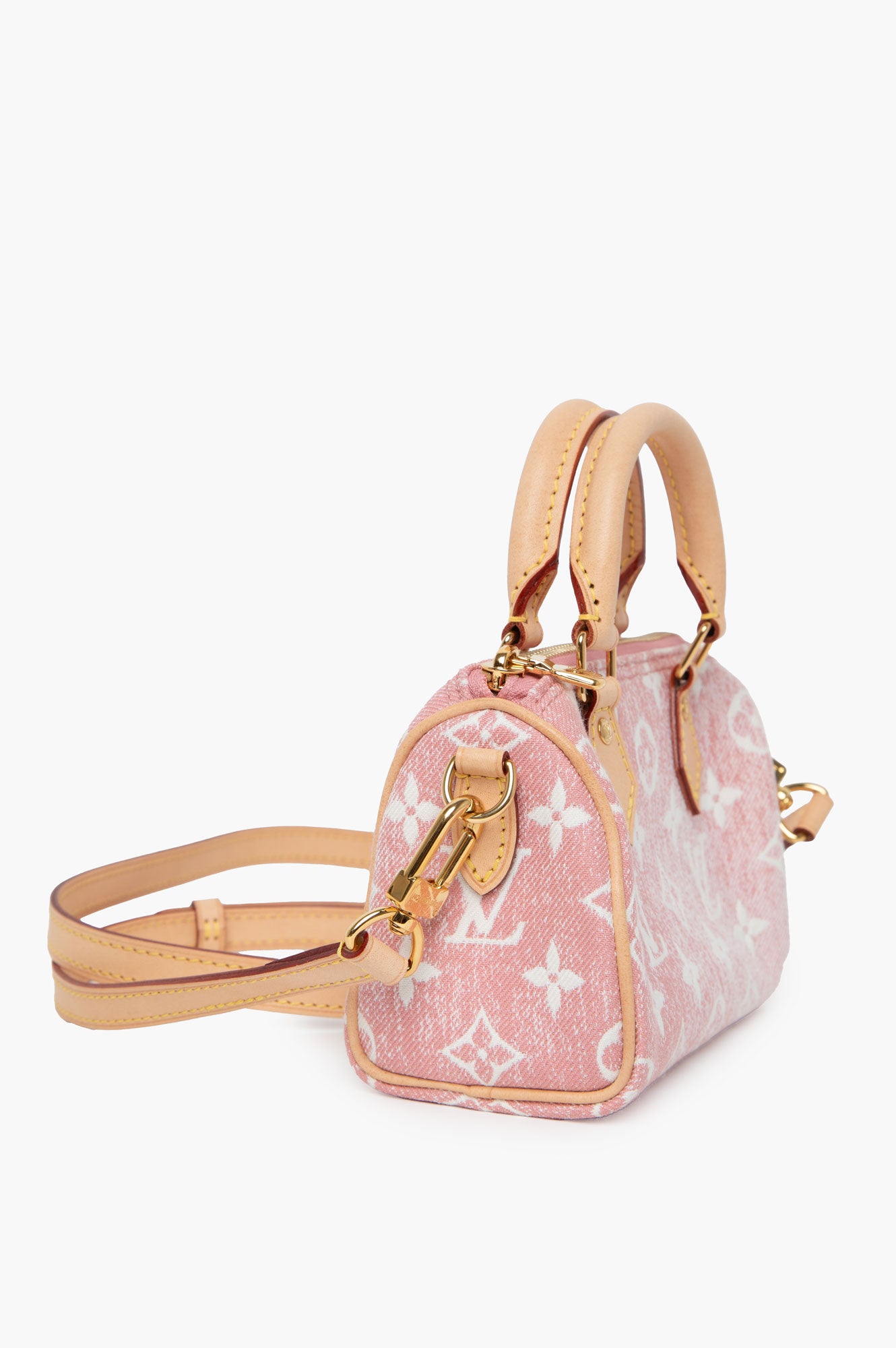 Louis Vuitton Monogram Jacquard Denim Nano Speedy Bandouliere Pink