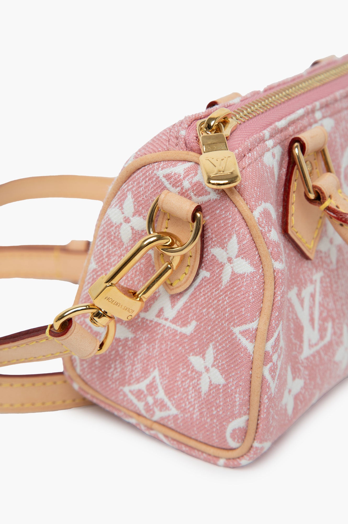 Louis Vuitton Monogram Jacquard Denim Nano Speedy Bandouliere Pink