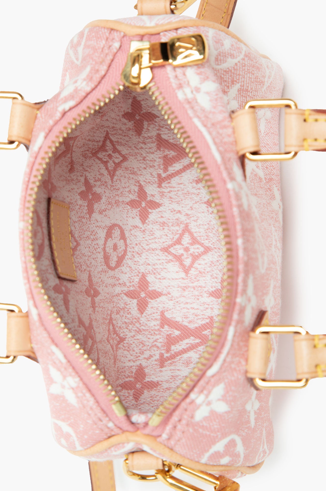 Louis Vuitton Monogram Jacquard Denim Nano Speedy Bandouliere Pink