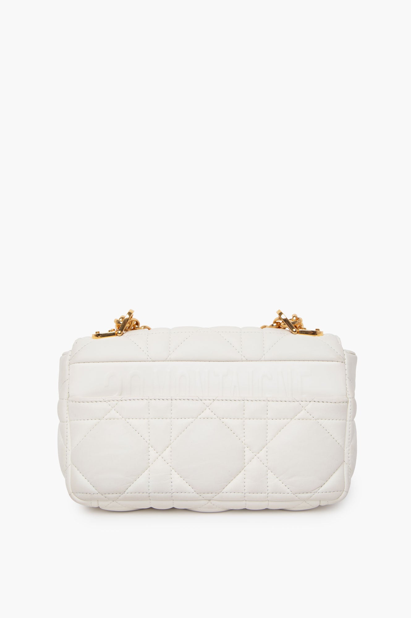 Christian Dior White Small Caro Bag Quilted Macrocannage Calfskin