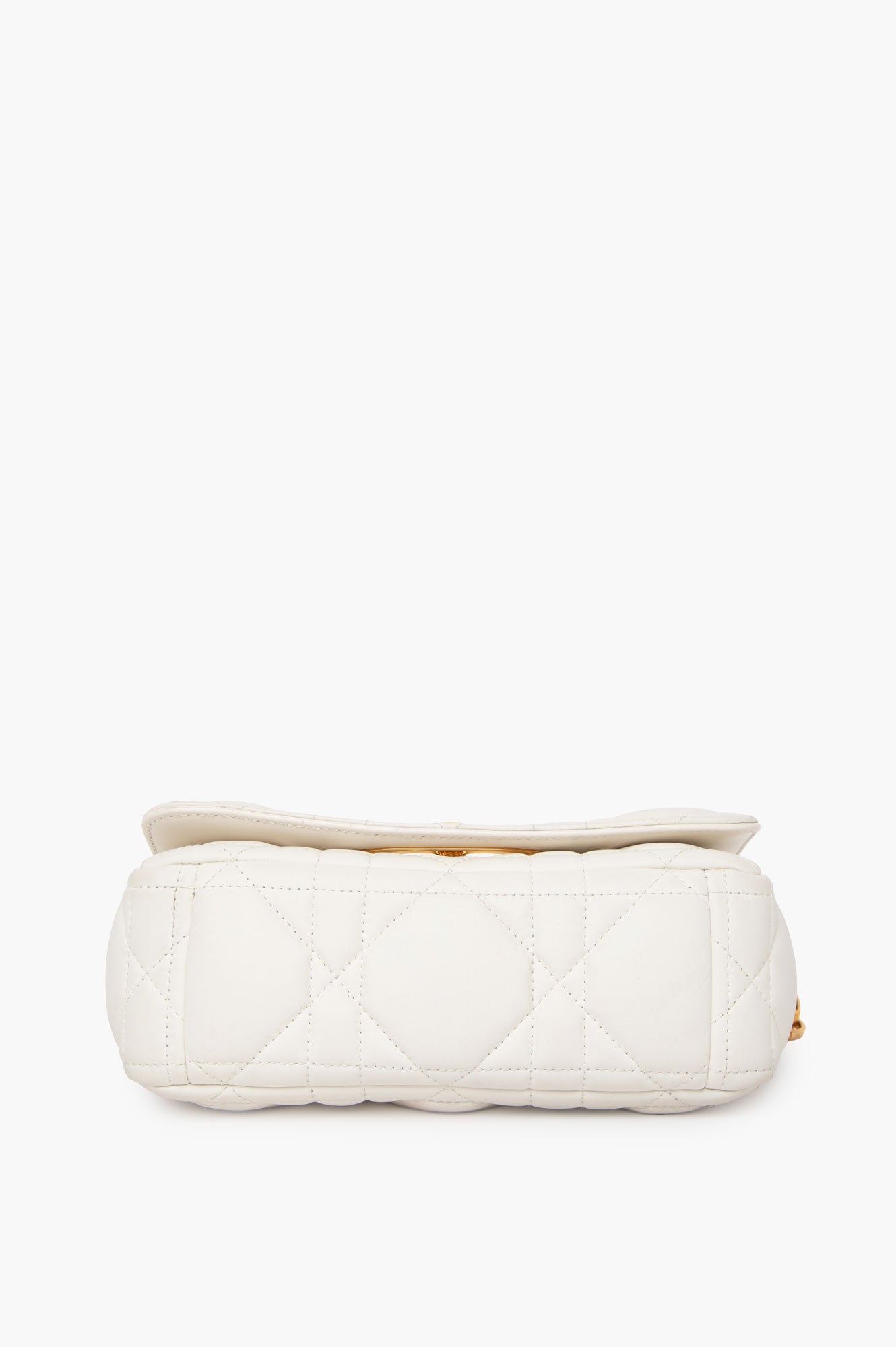 Christian Dior White Small Caro Bag Quilted Macrocannage Calfskin