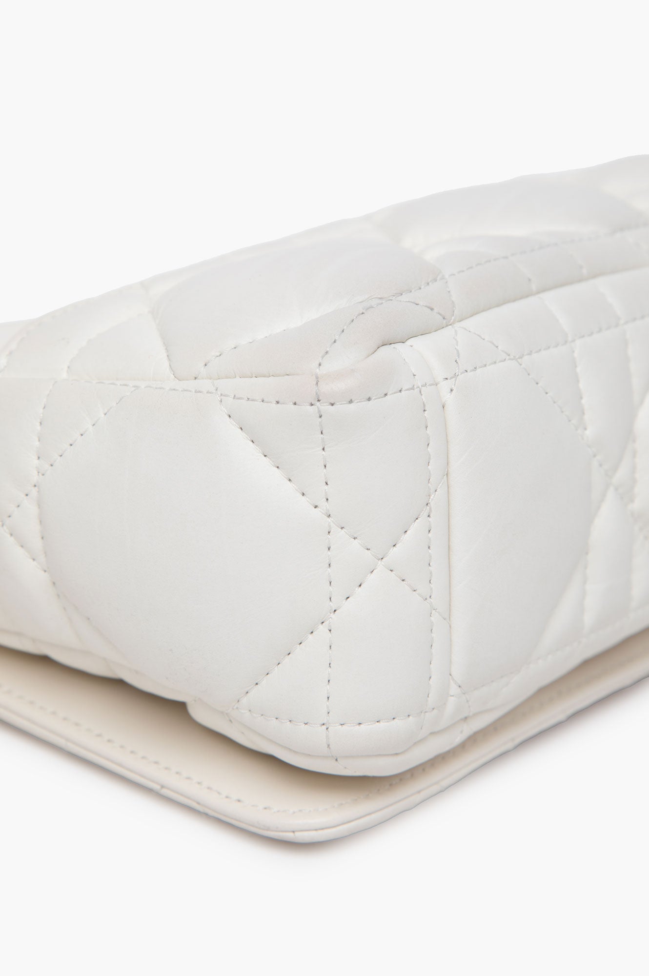 Christian Dior White Small Caro Bag Quilted Macrocannage Calfskin