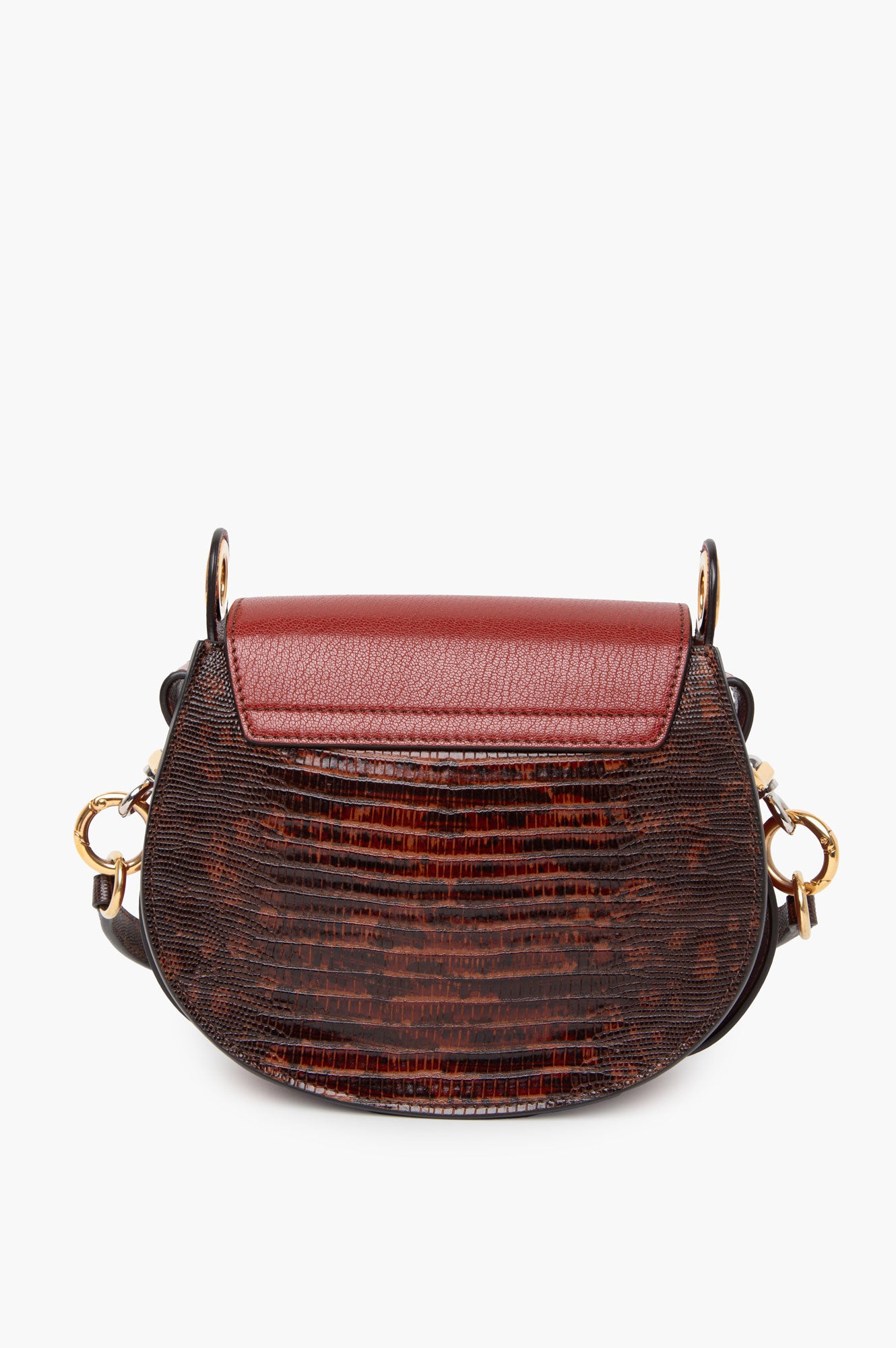 Chloe Brown Calfskin Lizard Embossed Small Crossbody Bag