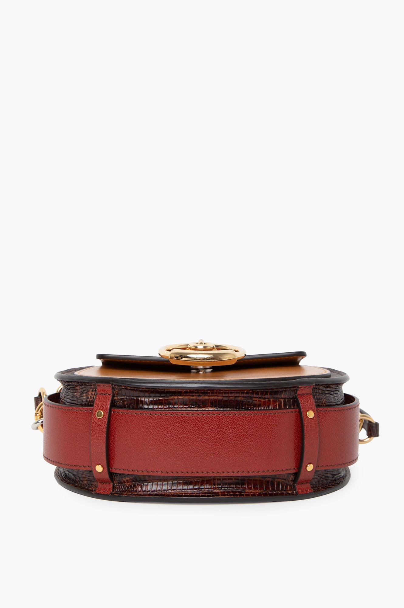 Chloe Brown Calfskin Lizard Embossed Small Crossbody Bag
