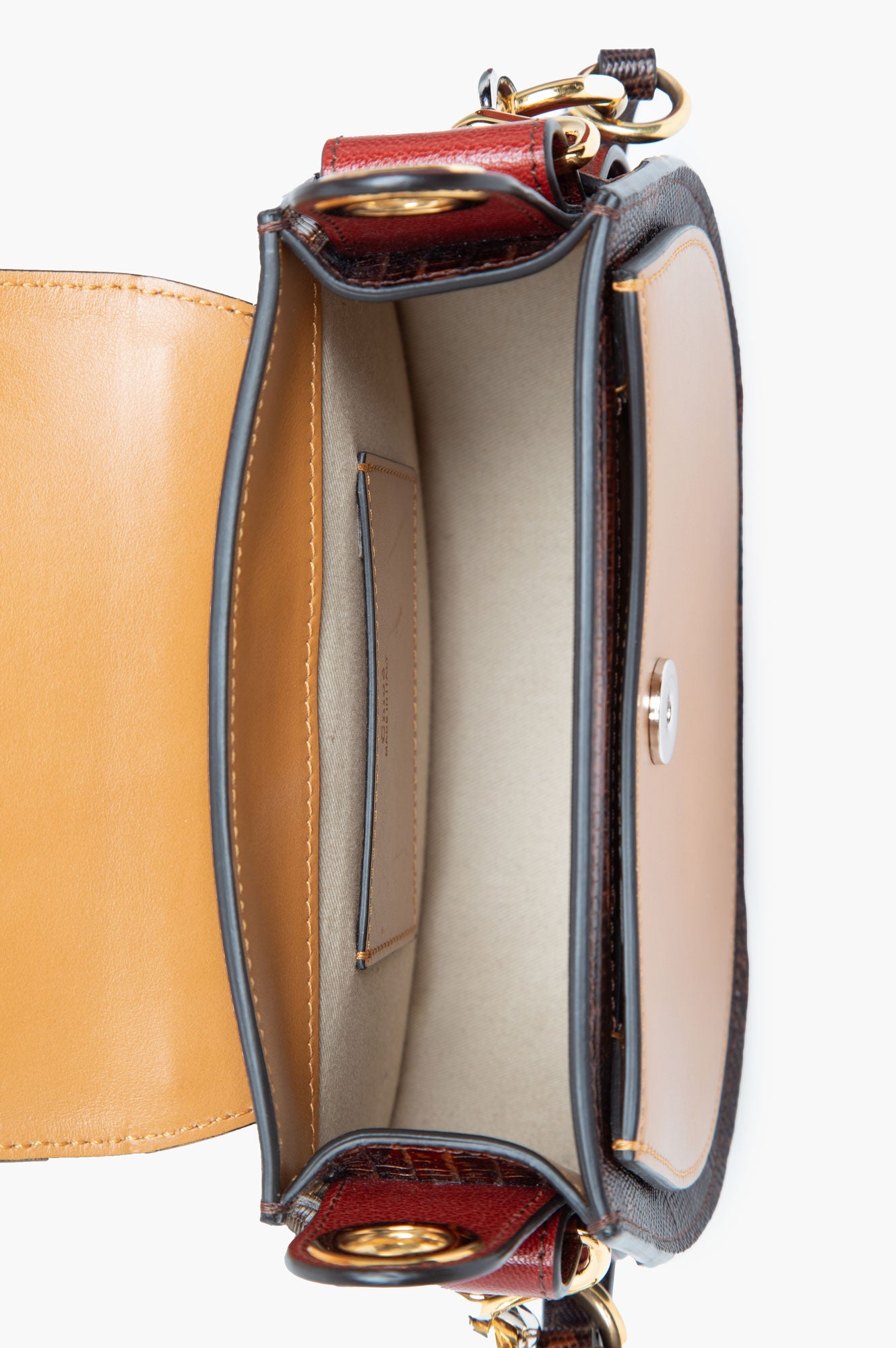 Chloe Brown Calfskin Lizard Embossed Small Crossbody Bag