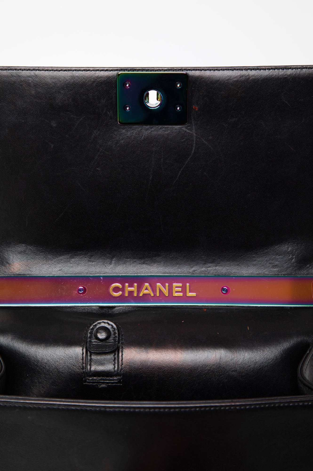 Chanel Black Lambskin LED Medium  Boy Bag