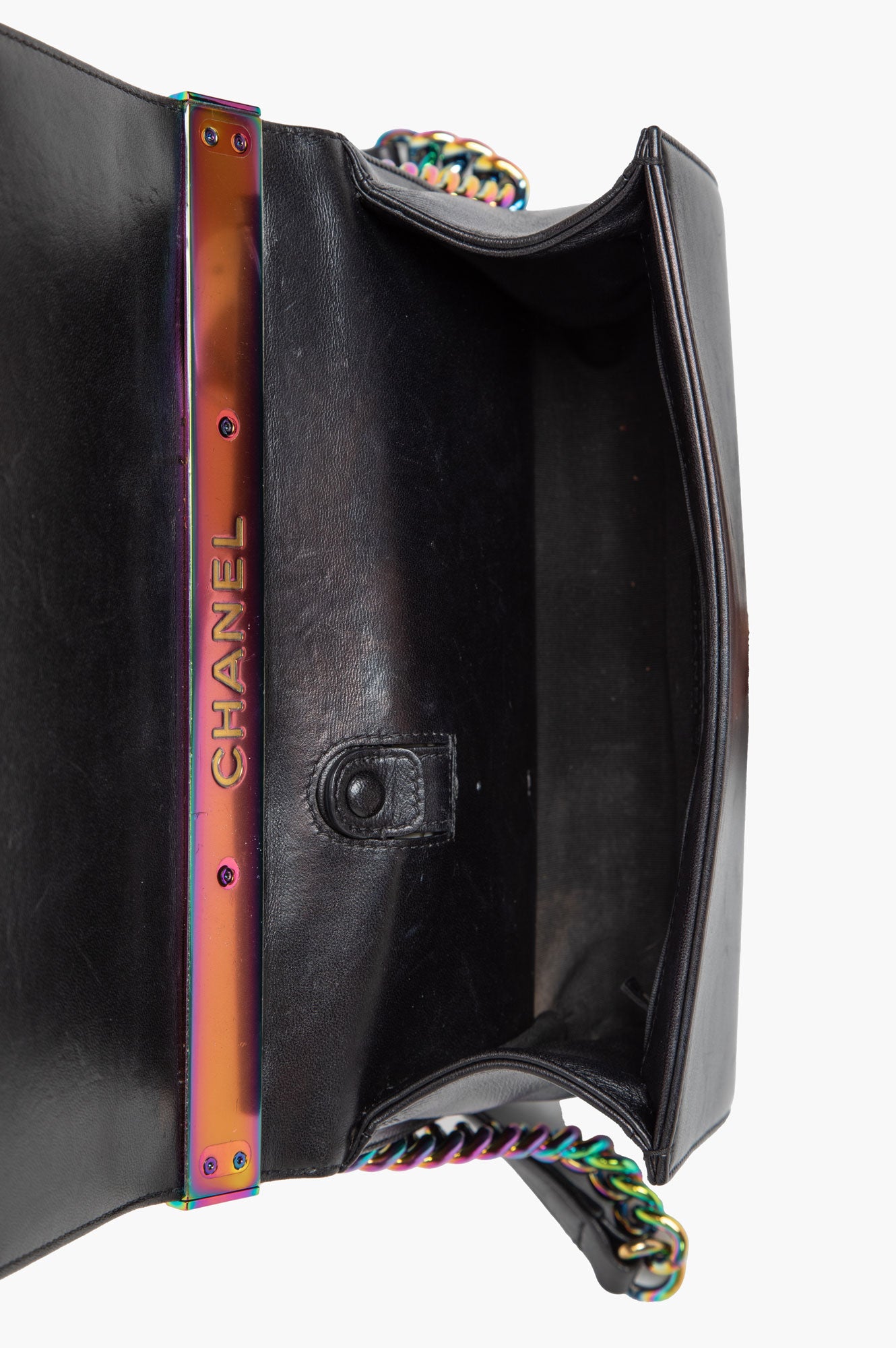 Chanel Black Lambskin LED Medium  Boy Bag