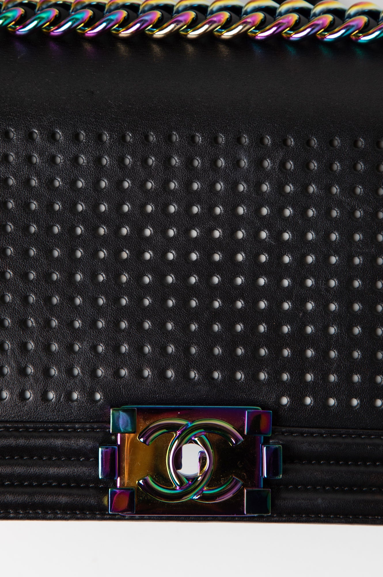 Chanel Black Lambskin LED Medium  Boy Bag