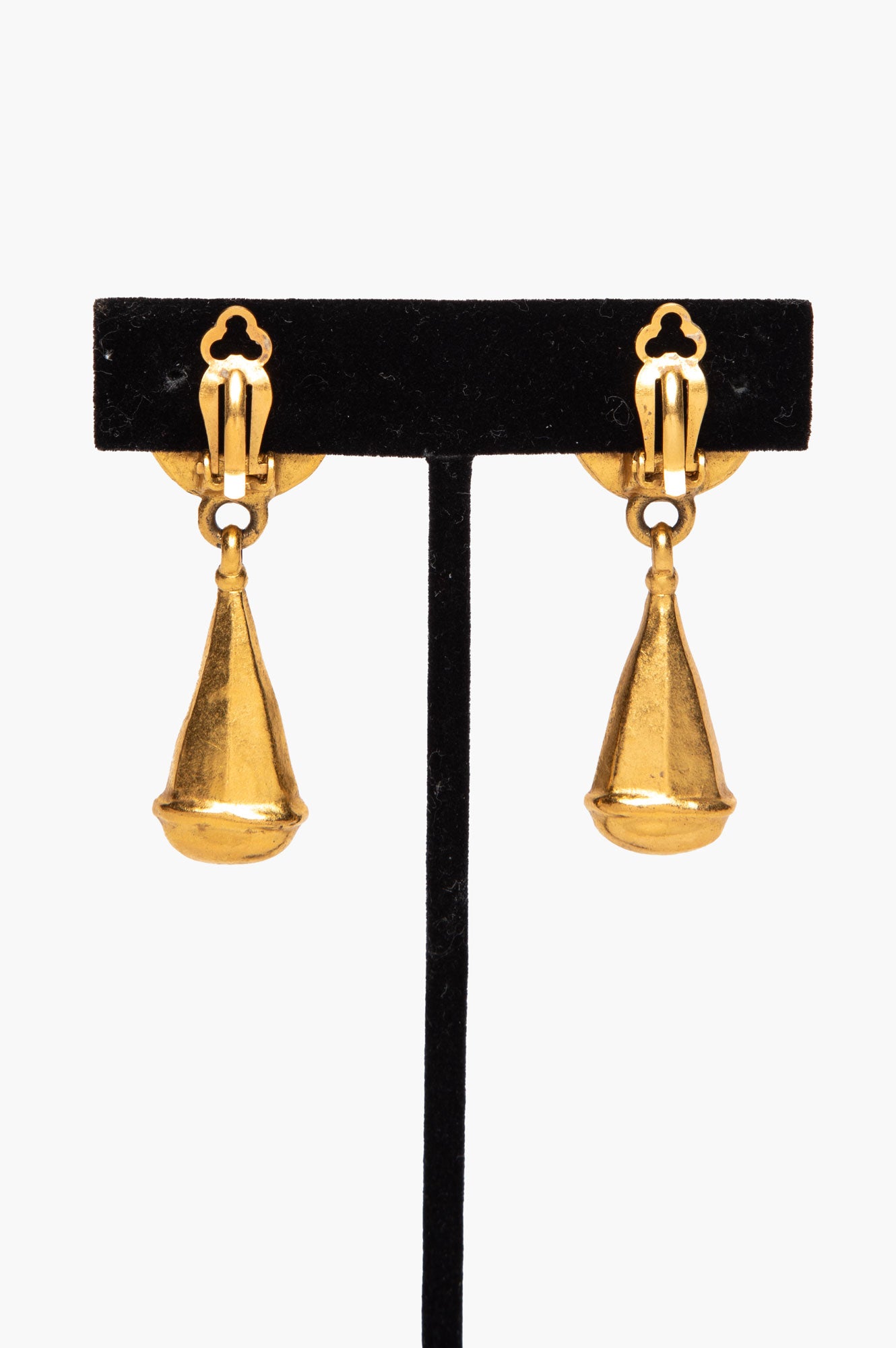 Chanel Vintage Spring 1996 Gold Plated CC Logo Clip-On Drop Earrings