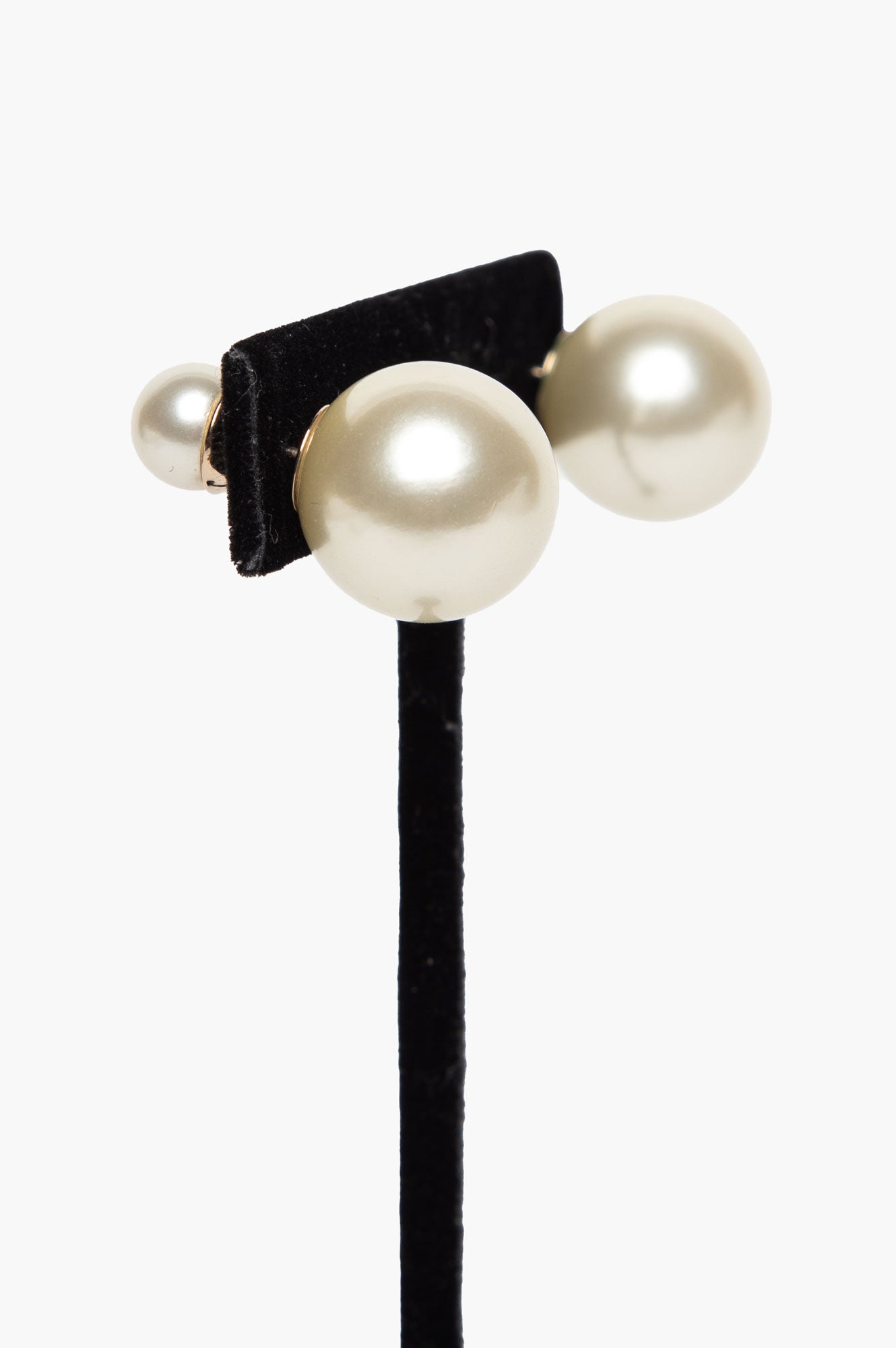 Christian Dior Gold Finish Faux Pearl Tribales Earrings