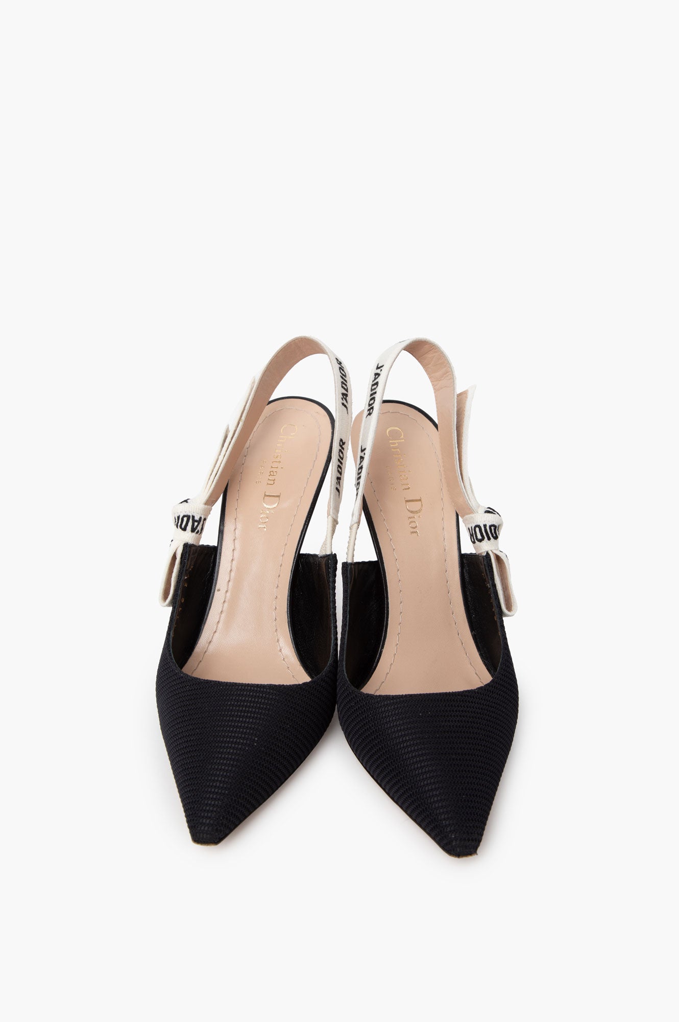 Christian Dior Black J'Adior Fabric Slingback High Heels Size 37.5