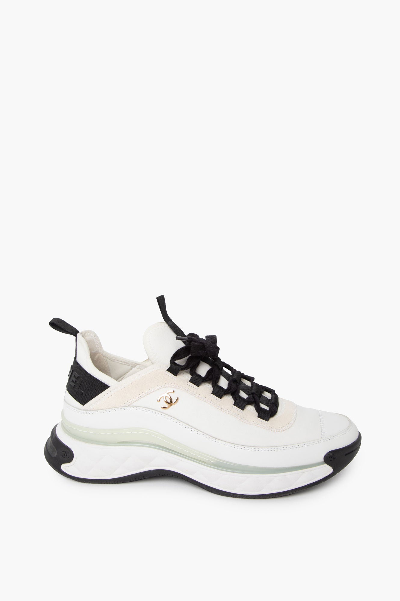 Chanel Ivory White CC Logo Mens Sneakers 42