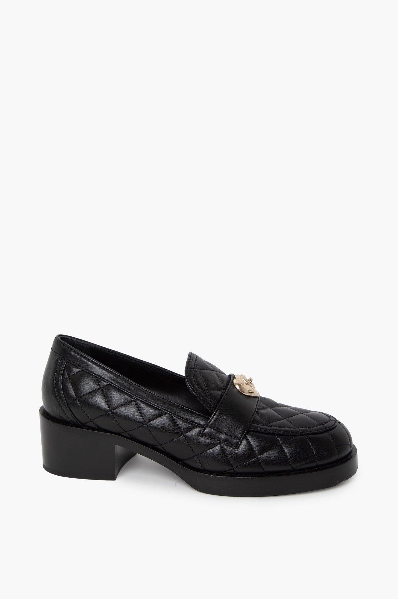 Chanel Black 2023 Cruise Quilted CC Heart Loafer Size 38.5
