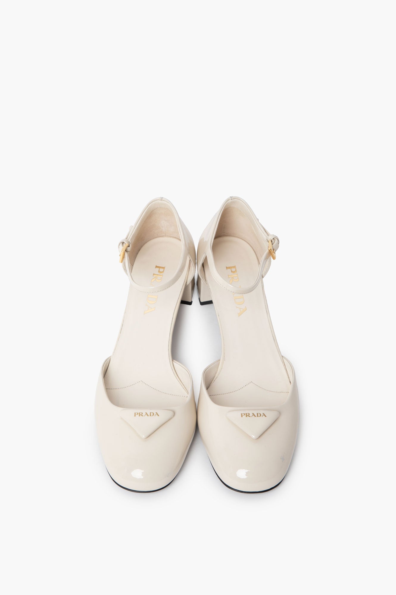 Prada Cream Patent Leather Pumps Size 38.5
