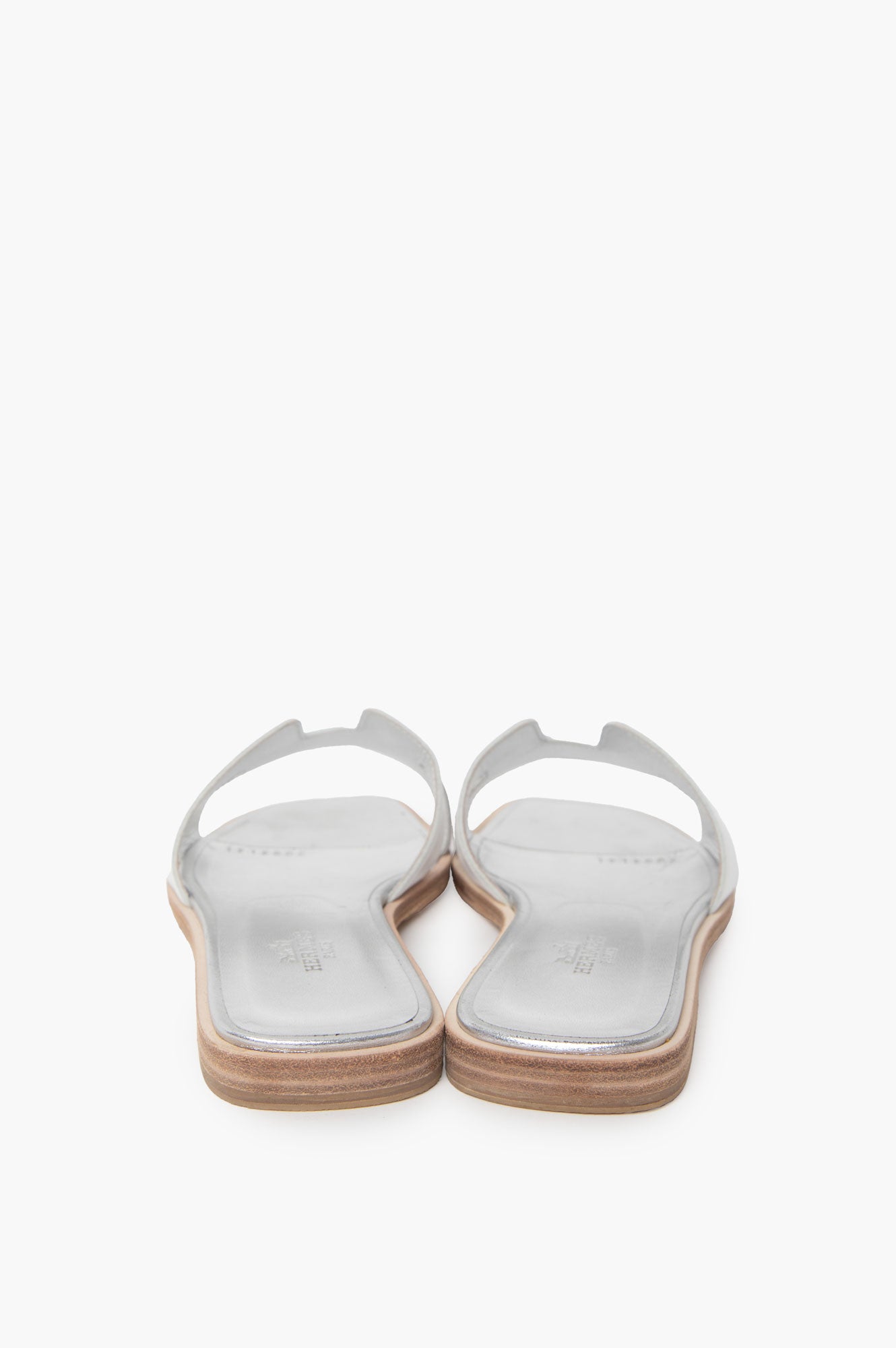 Hermes Silver White Oran Sandals Size 36