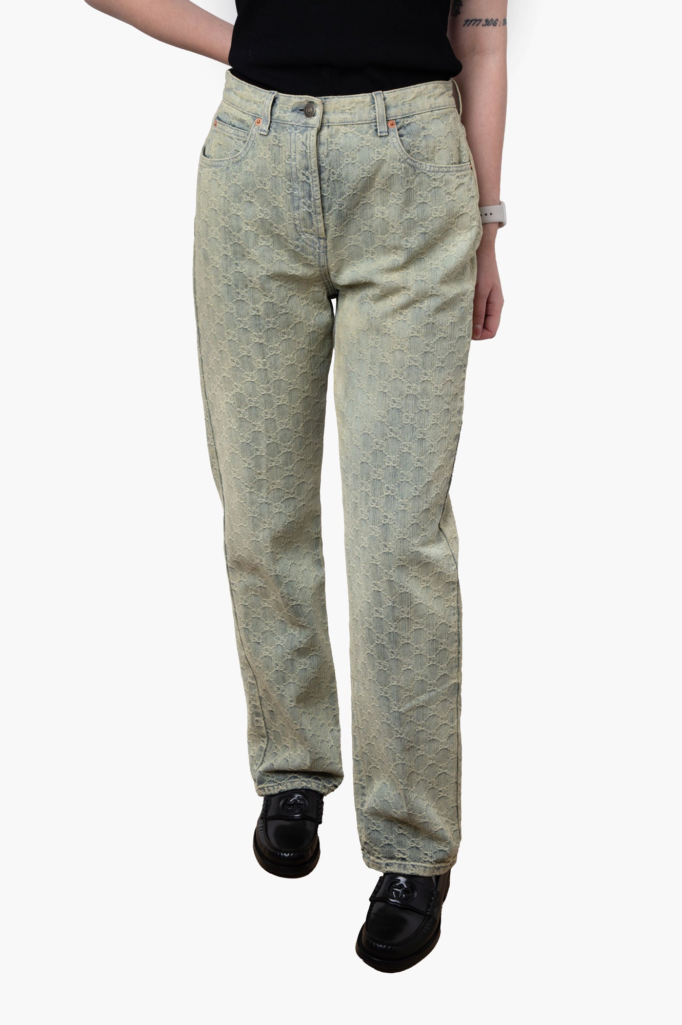 Gucci Blue GG Monogram Jeans Size 29