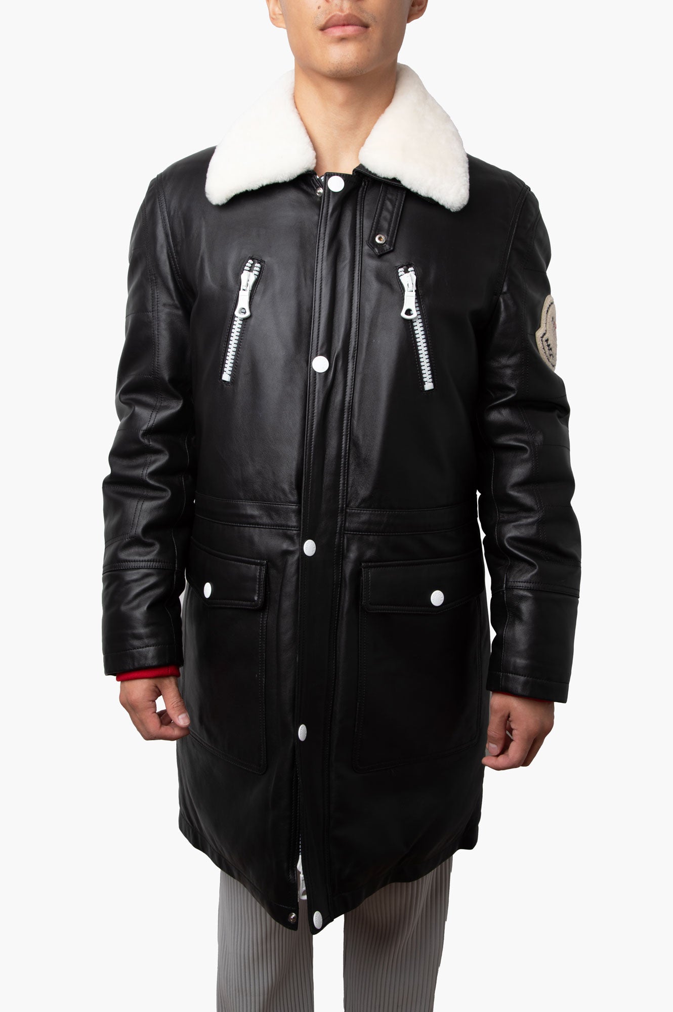 Moncler Black Leather Jacket Size 3 Mens