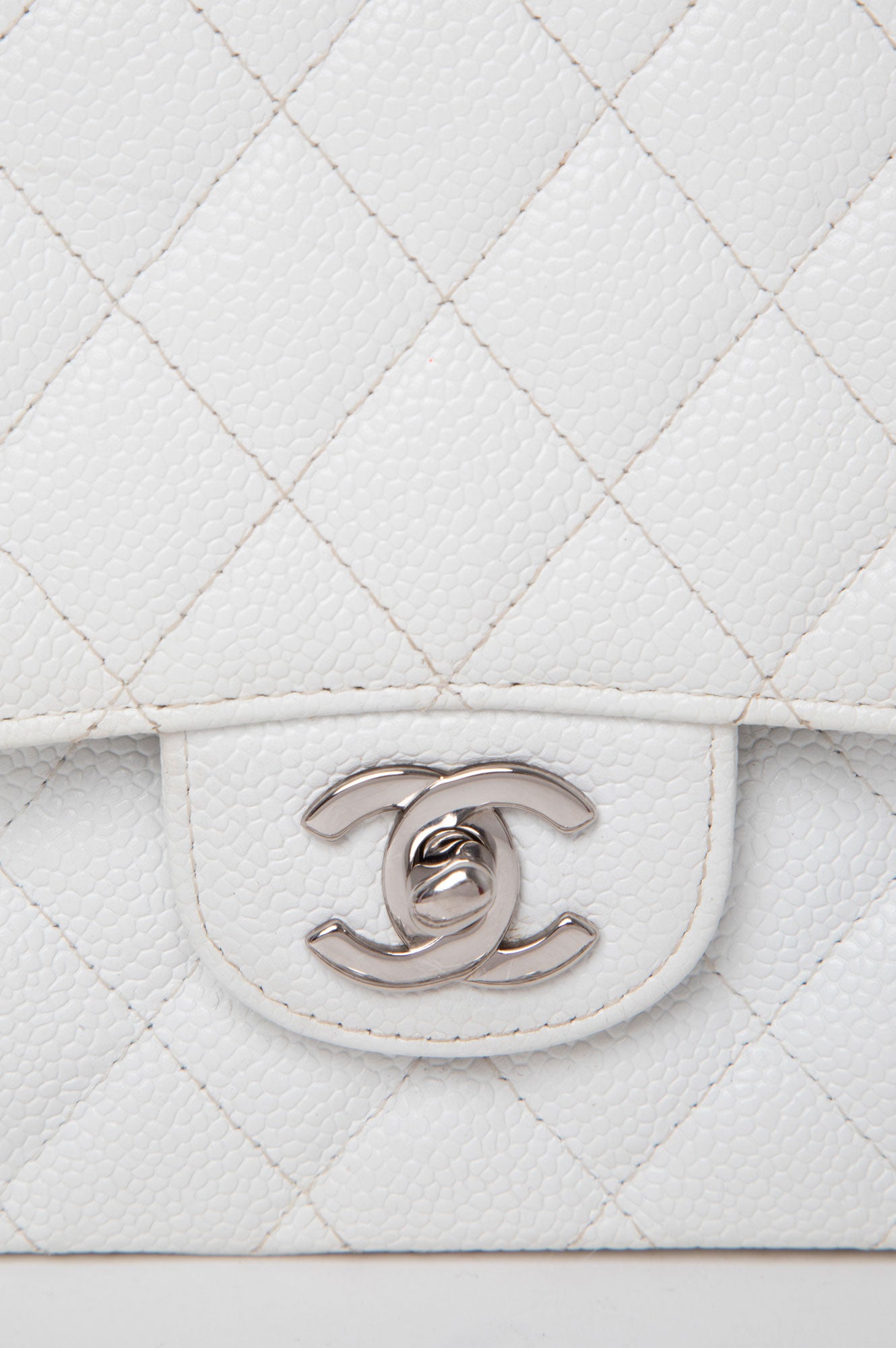 Chanel White Caviar Medium Classic Flap Bag